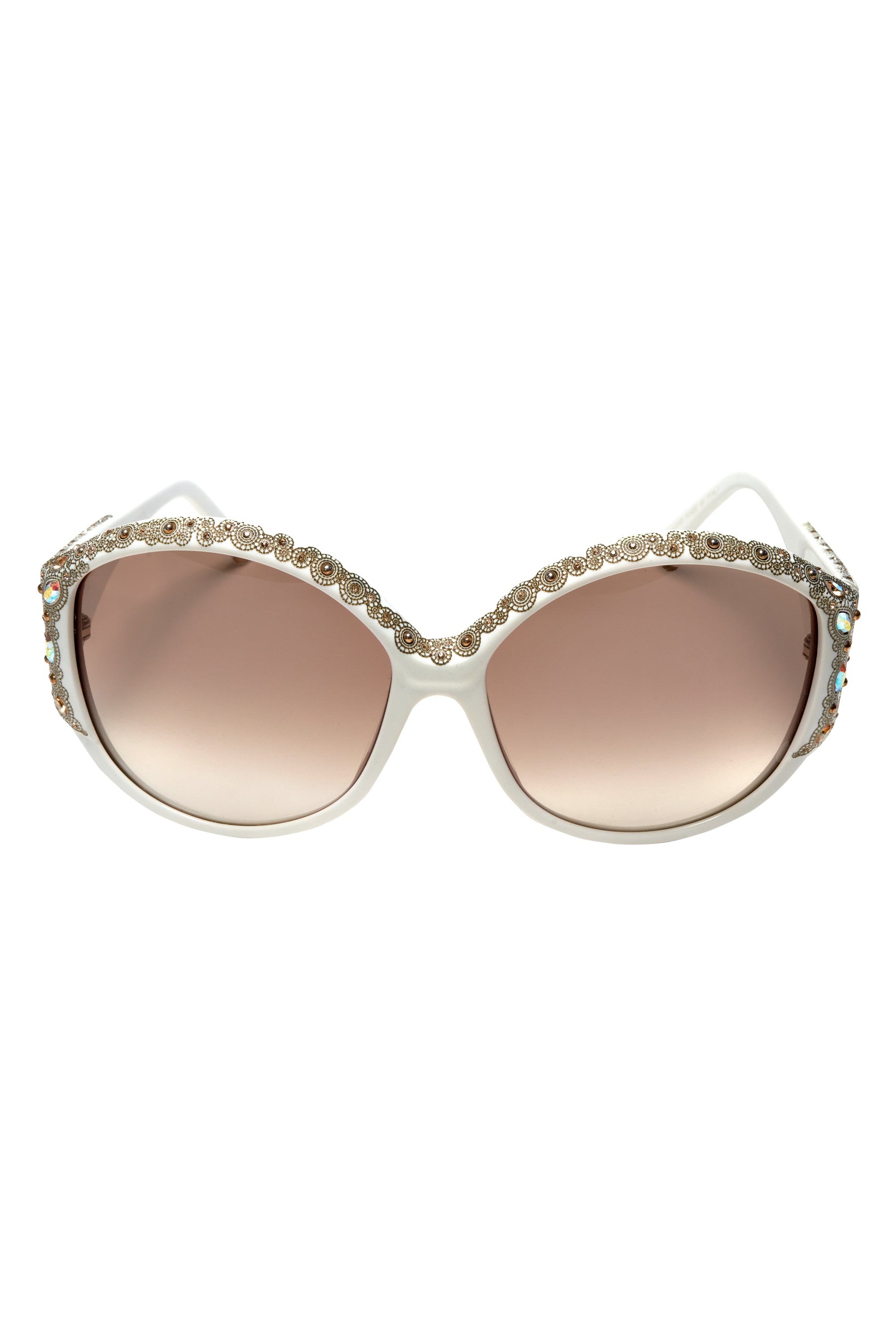 Sospiri White Heavily Embellished Crystal Sunglasses