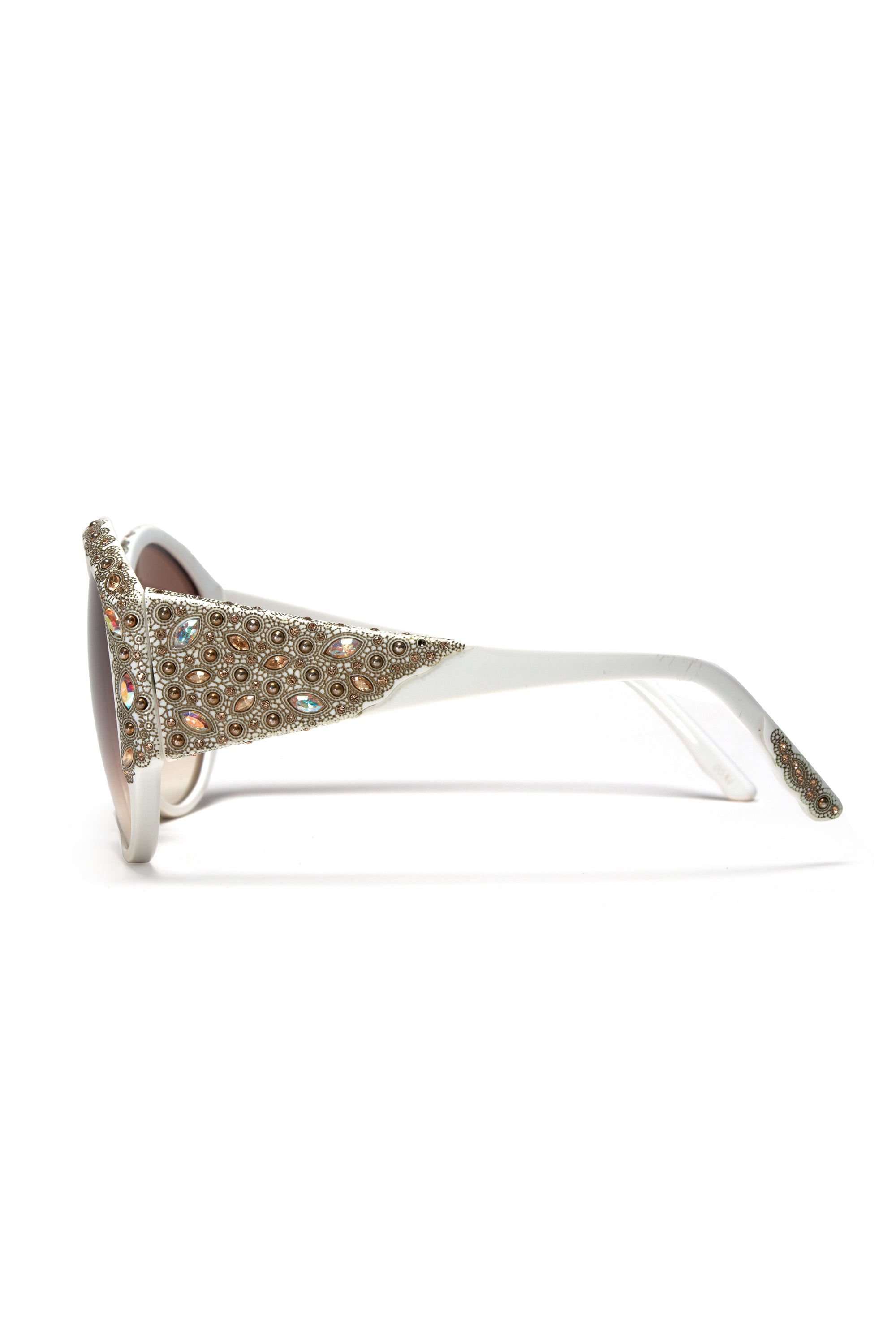 Sospiri White Heavily Embellished Crystal Sunglasses