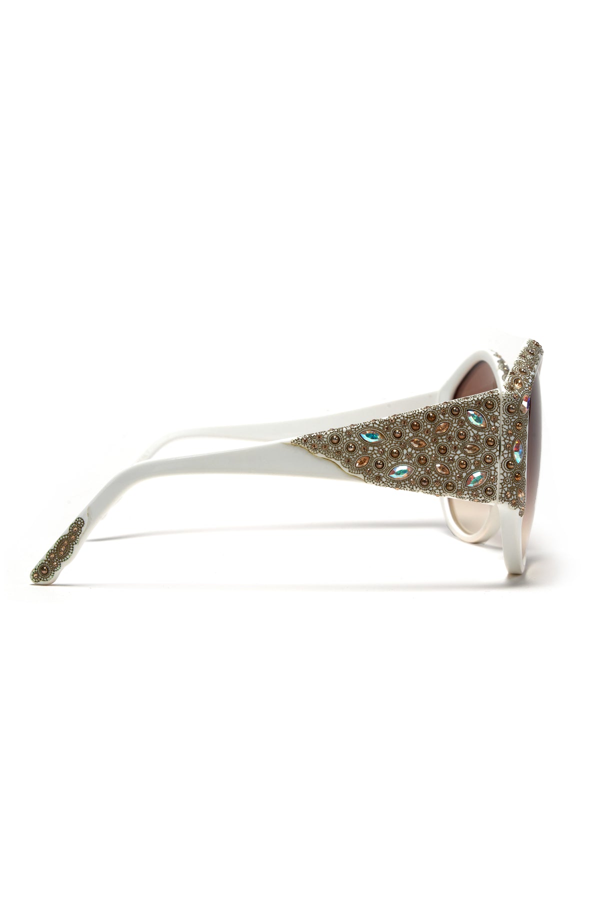 Sospiri White Heavily Embellished Crystal Sunglasses