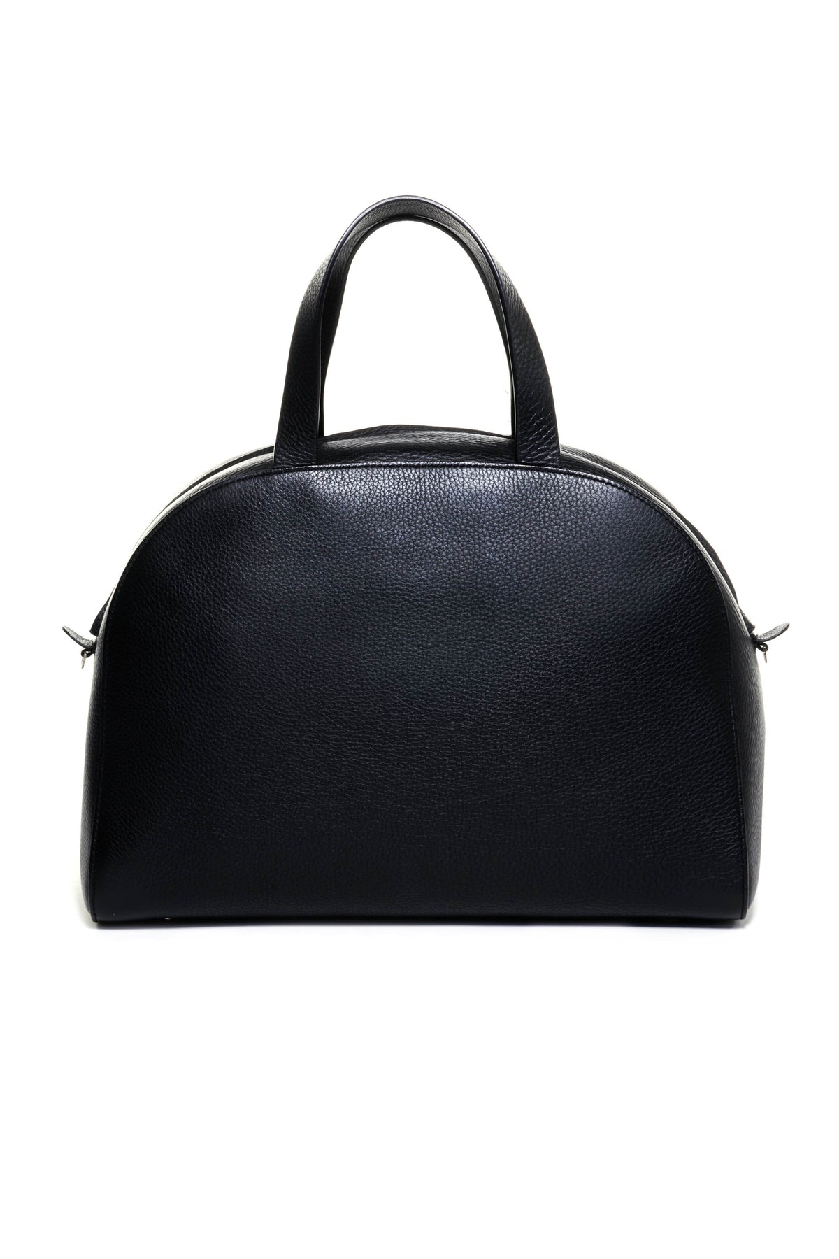 The Row Black Leather Top Handle Bowler Bag