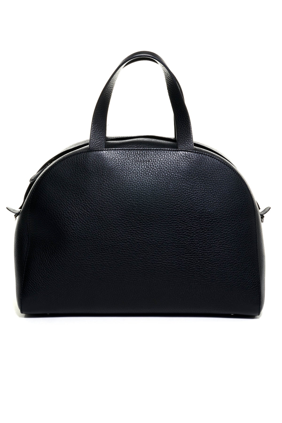 The Row Black Leather Top Handle Bowler Bag