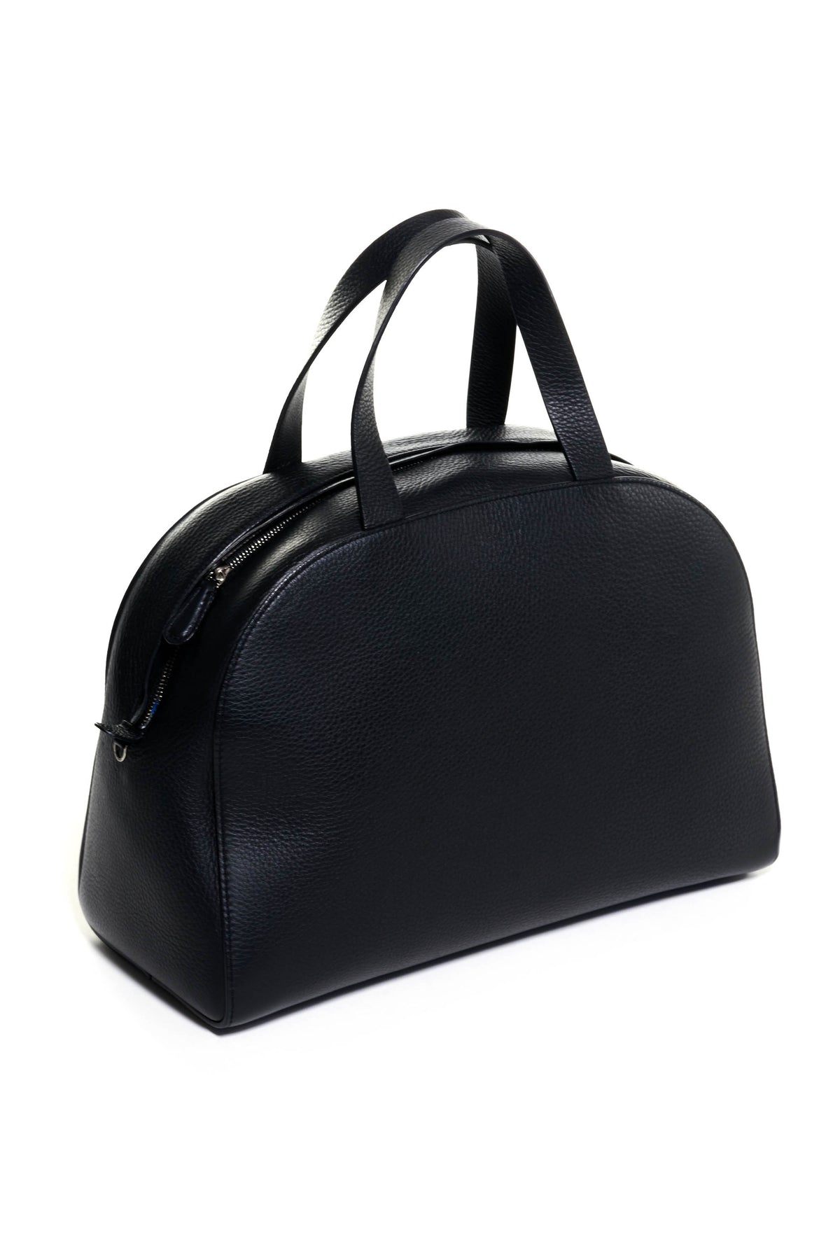 The Row Black Leather Top Handle Bowler Bag