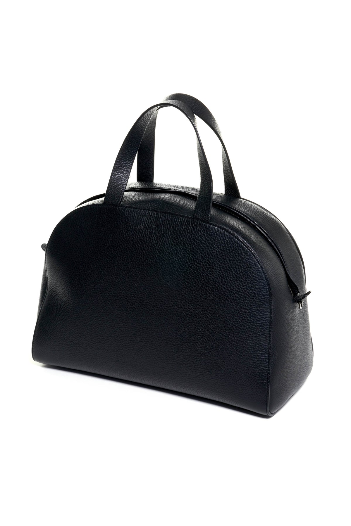 The Row Black Leather Top Handle Bowler Bag