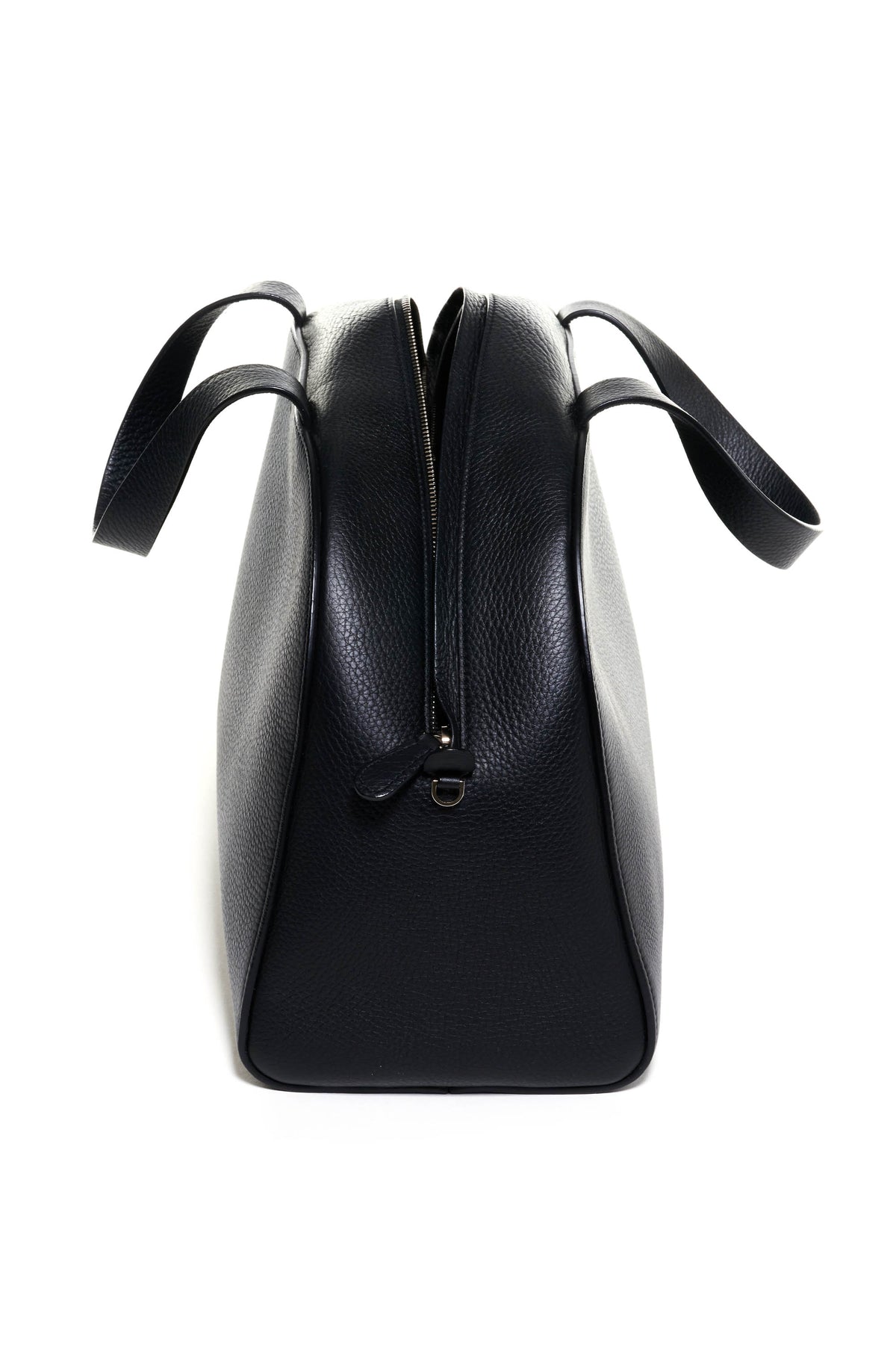 The Row Black Leather Top Handle Bowler Bag