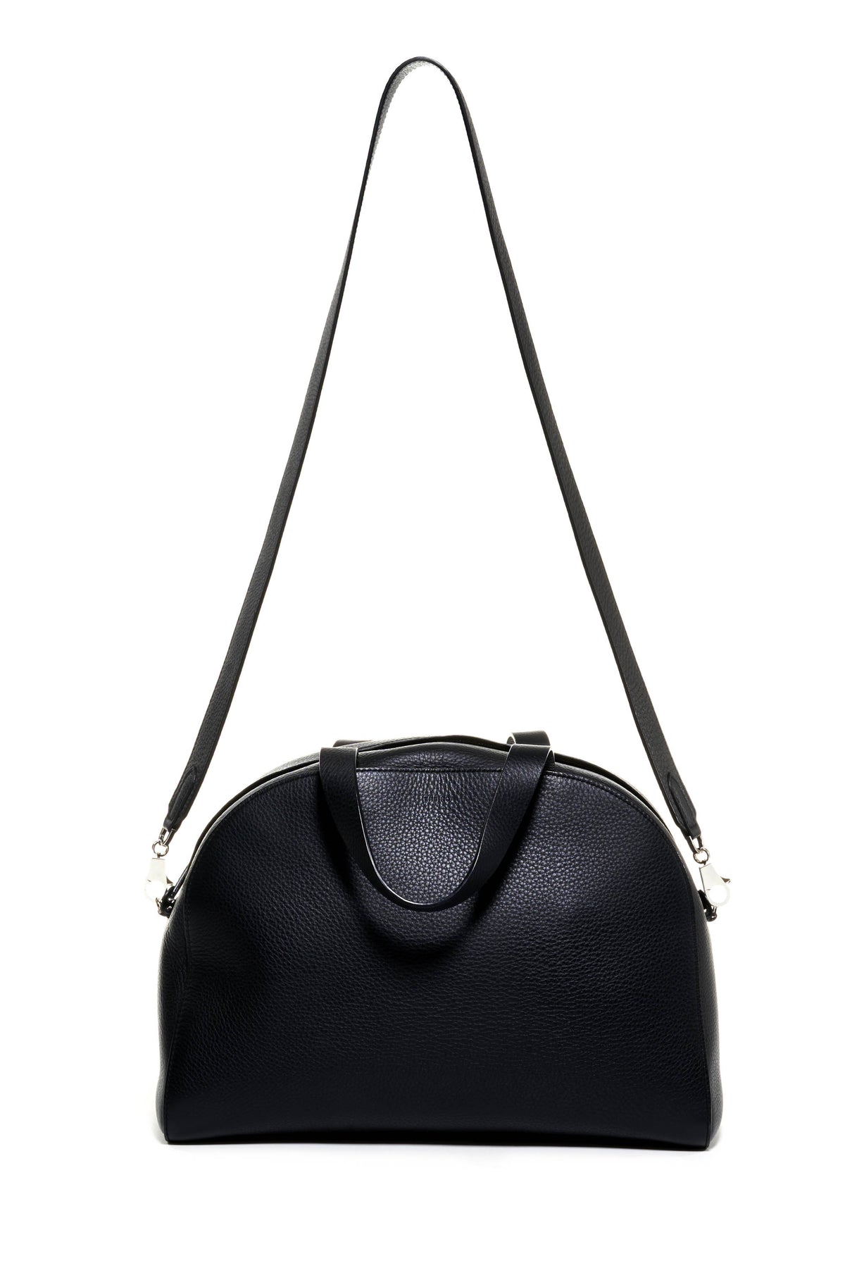 The Row Black Leather Top Handle Bowler Bag