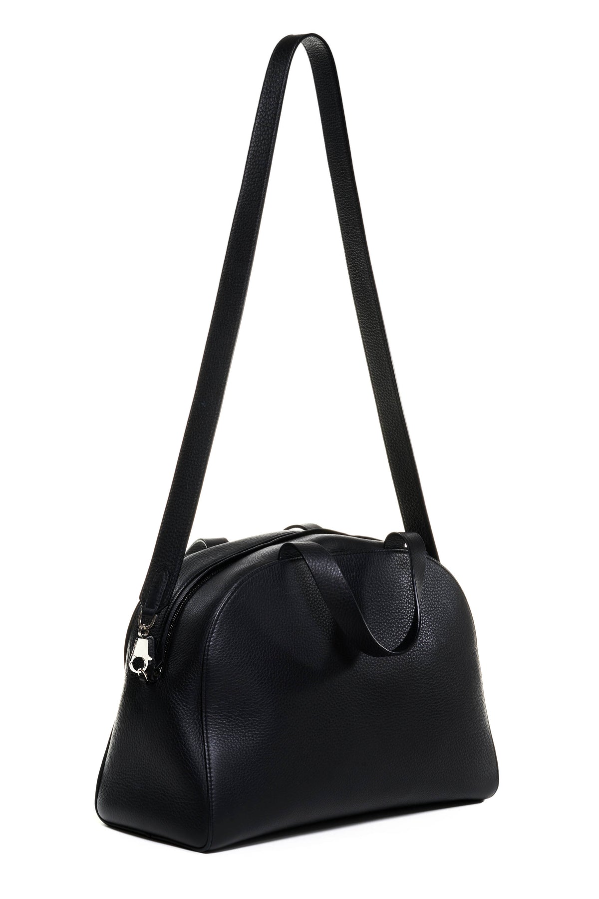 The Row Black Leather Top Handle Bowler Bag