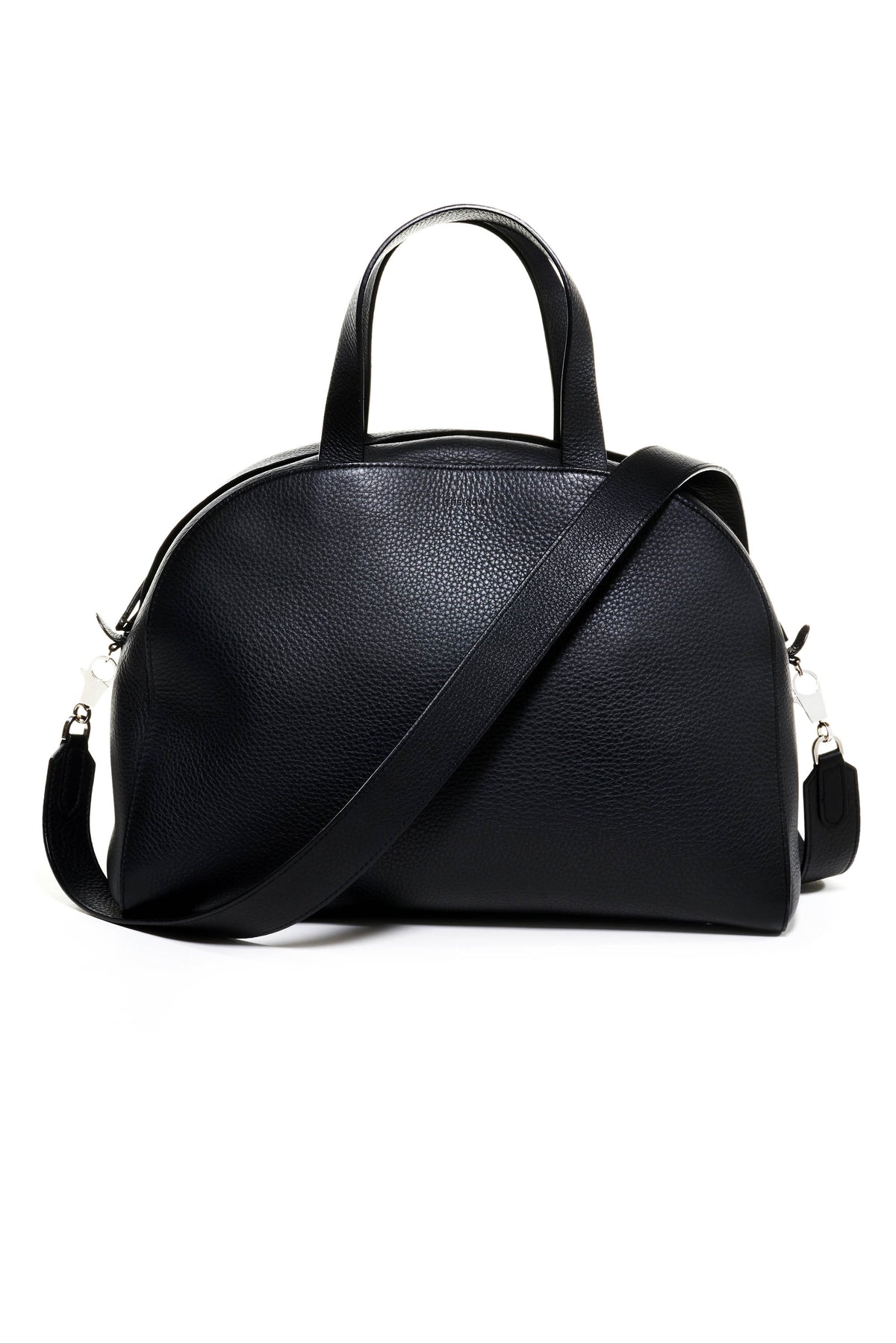 The Row Black Leather Top Handle Bowler Bag