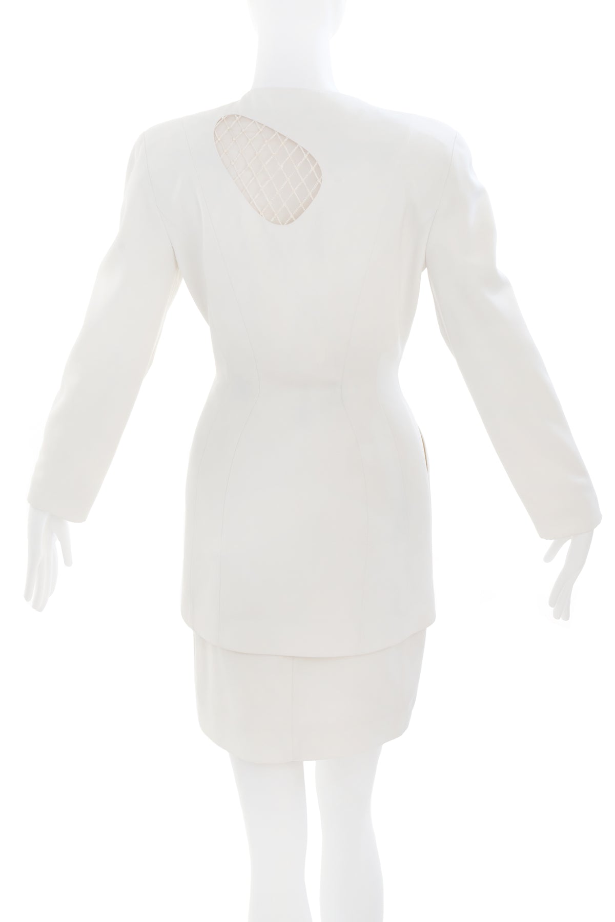 Theiry Mugler White Suit Set with Lattice Cutout Size 38