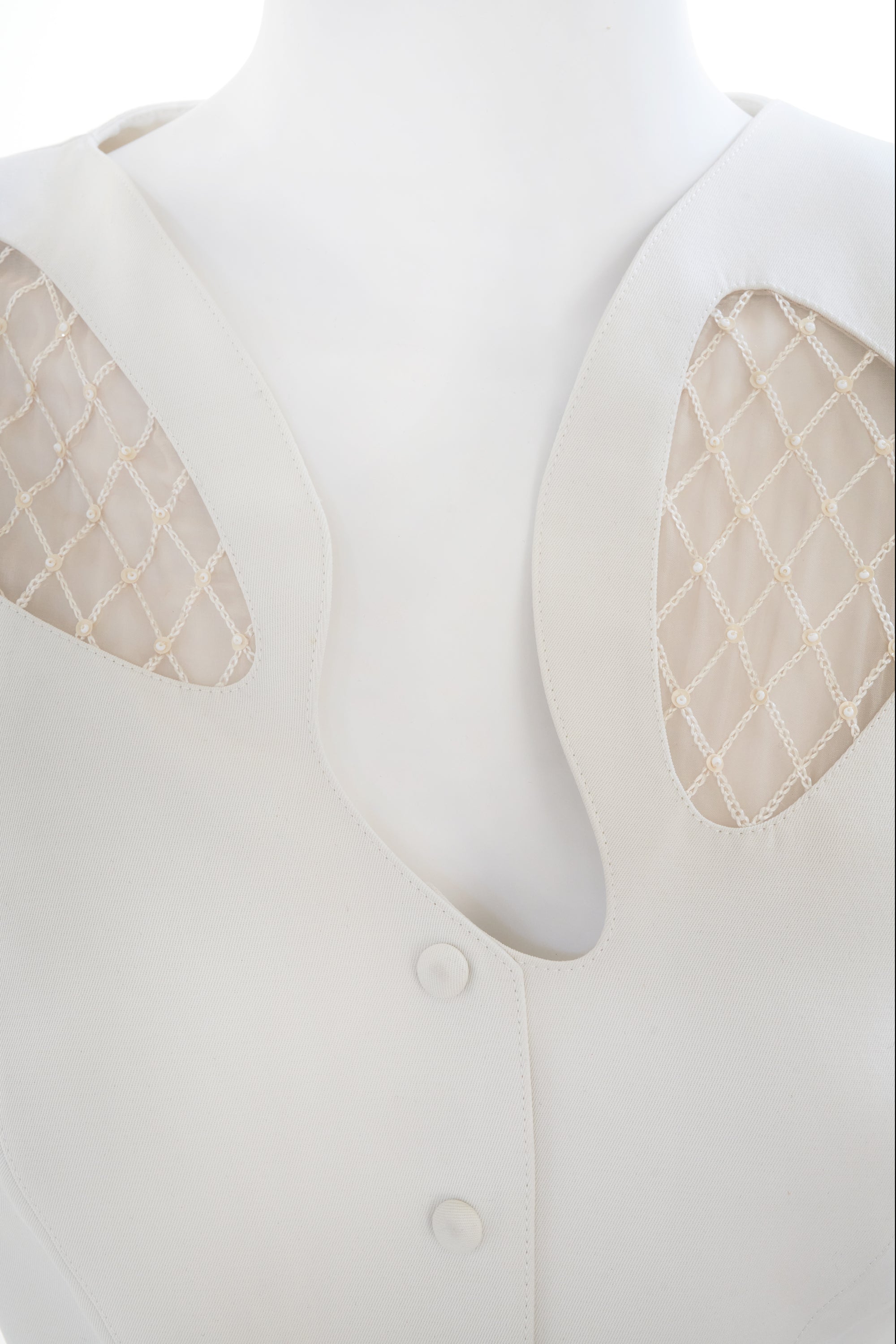 Theiry Mugler White Suit Set with Lattice Cutout Size 38