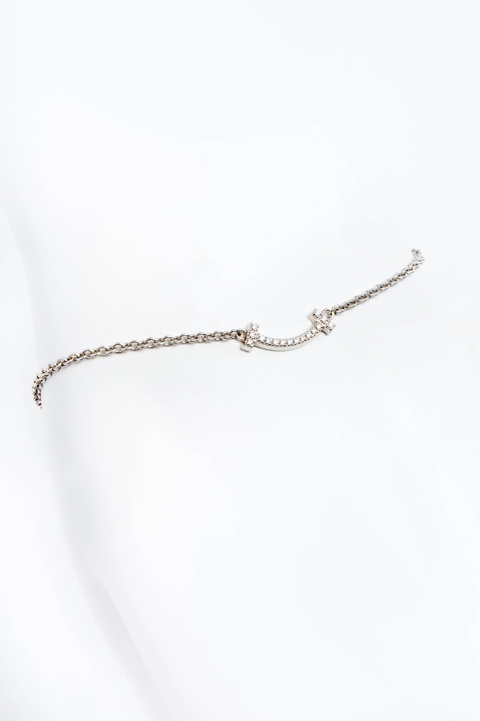 Tiffany & Co. 750 18k WG Diamond Smile Bracelet