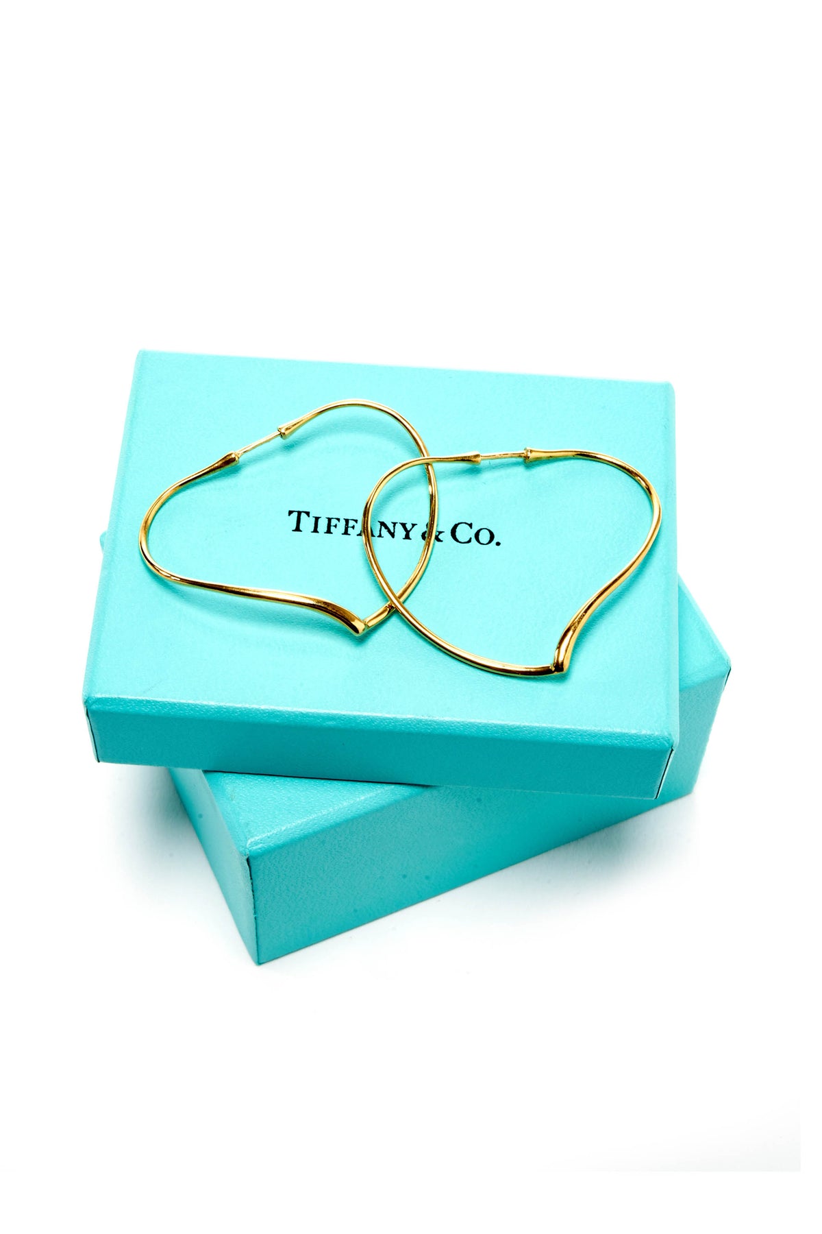 Tiffany Elsa Peretti Large 18k Gold Open Heart Hoop Earrings