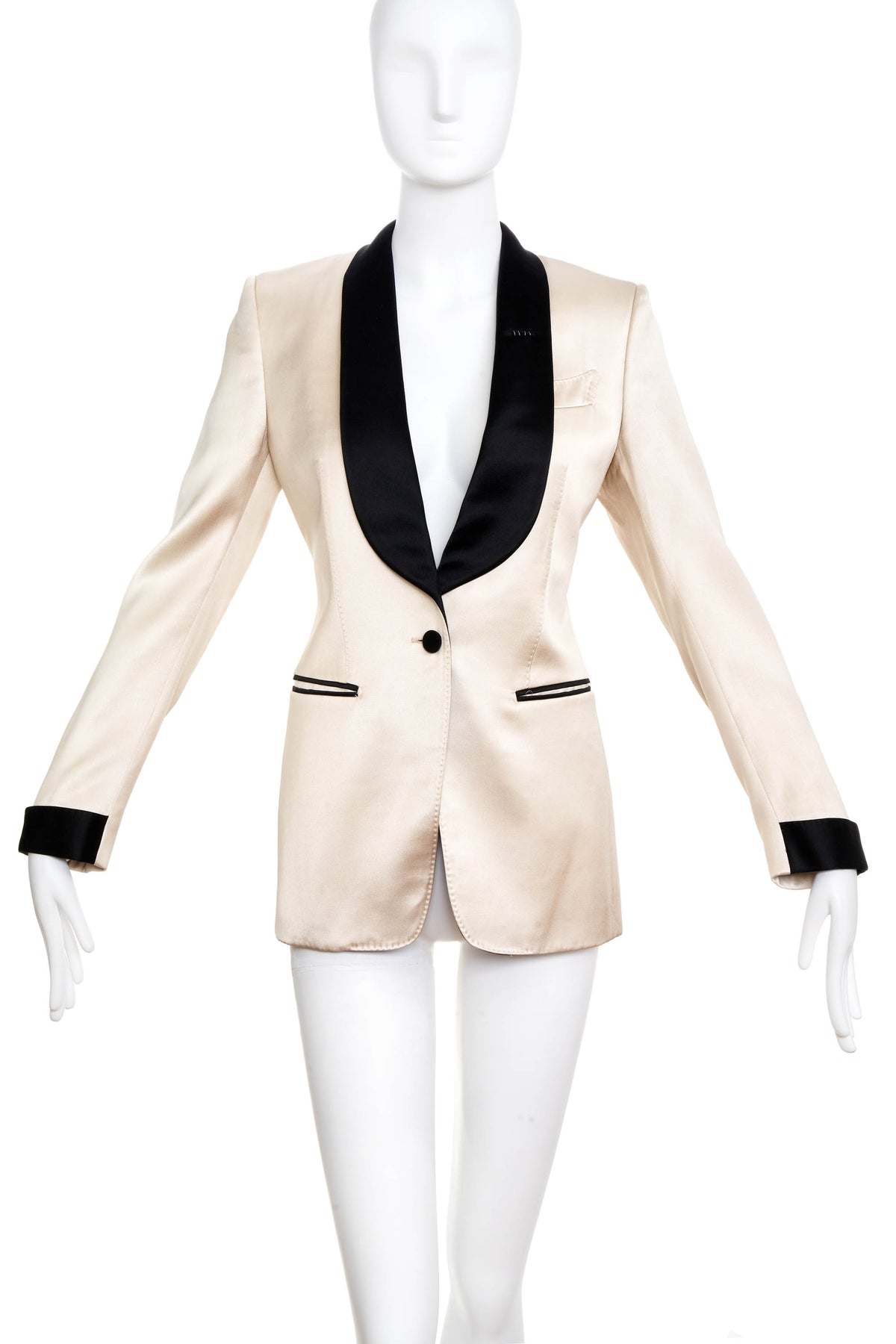 Tom Ford White Satin Shawl Collar Tuxedo Jacket size 36