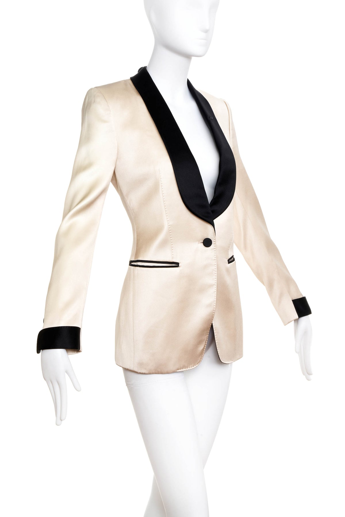 Tom Ford White Satin Shawl Collar Tuxedo Jacket size 36