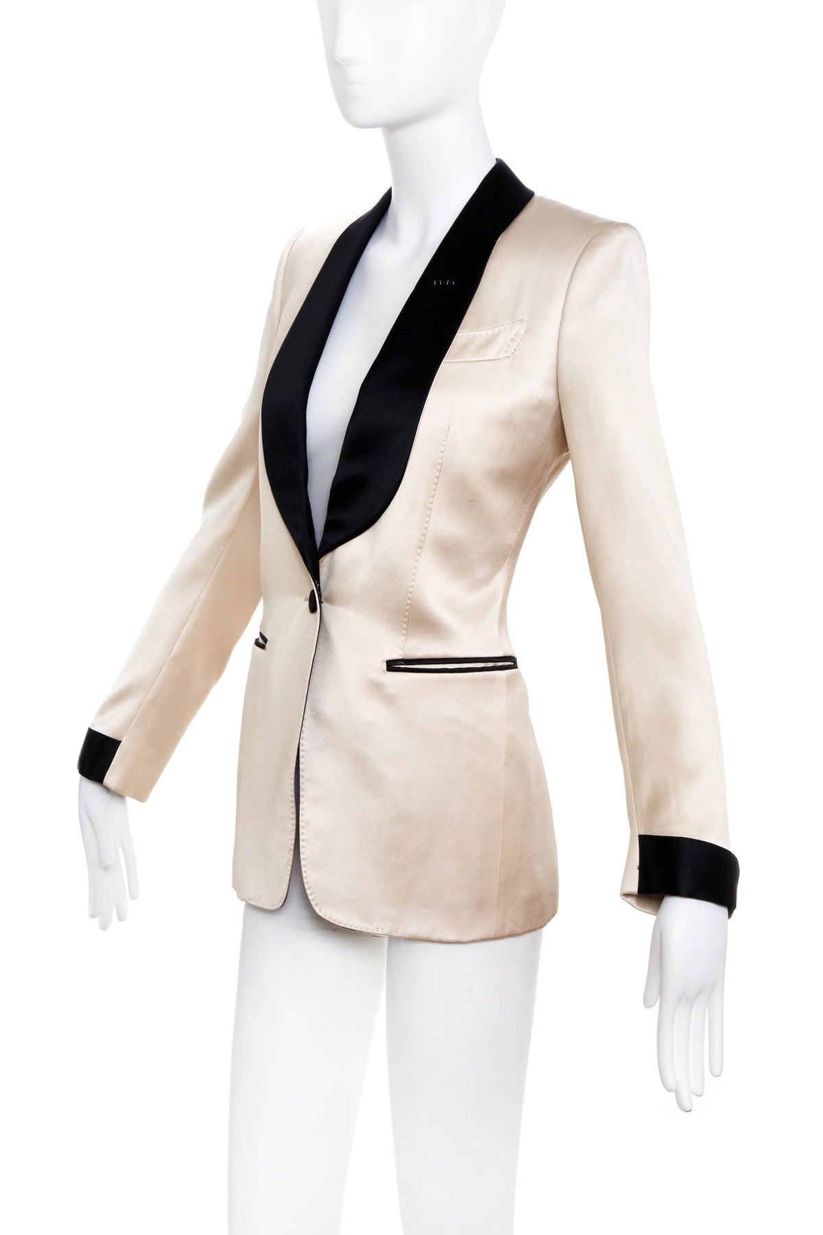 Tom Ford White Satin Shawl Collar Tuxedo Jacket size 36