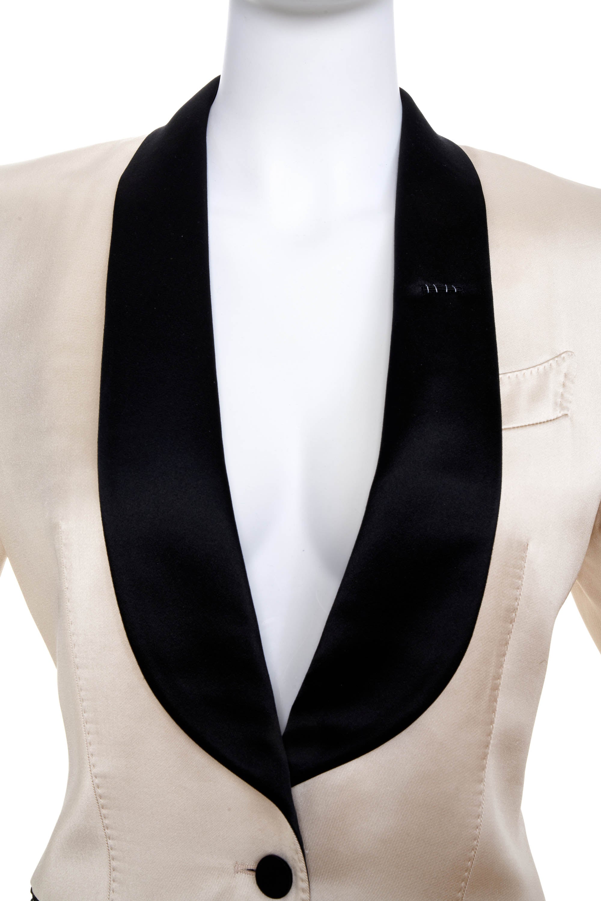 Tom Ford White Satin Shawl Collar Tuxedo Jacket size 36