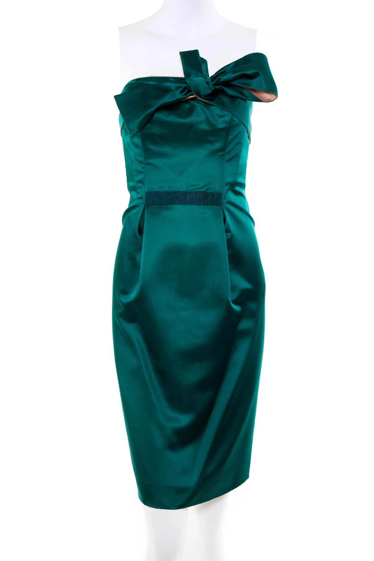 Valentino Vintage Emerald Green Strapless Cocktail Dress Size 42/6