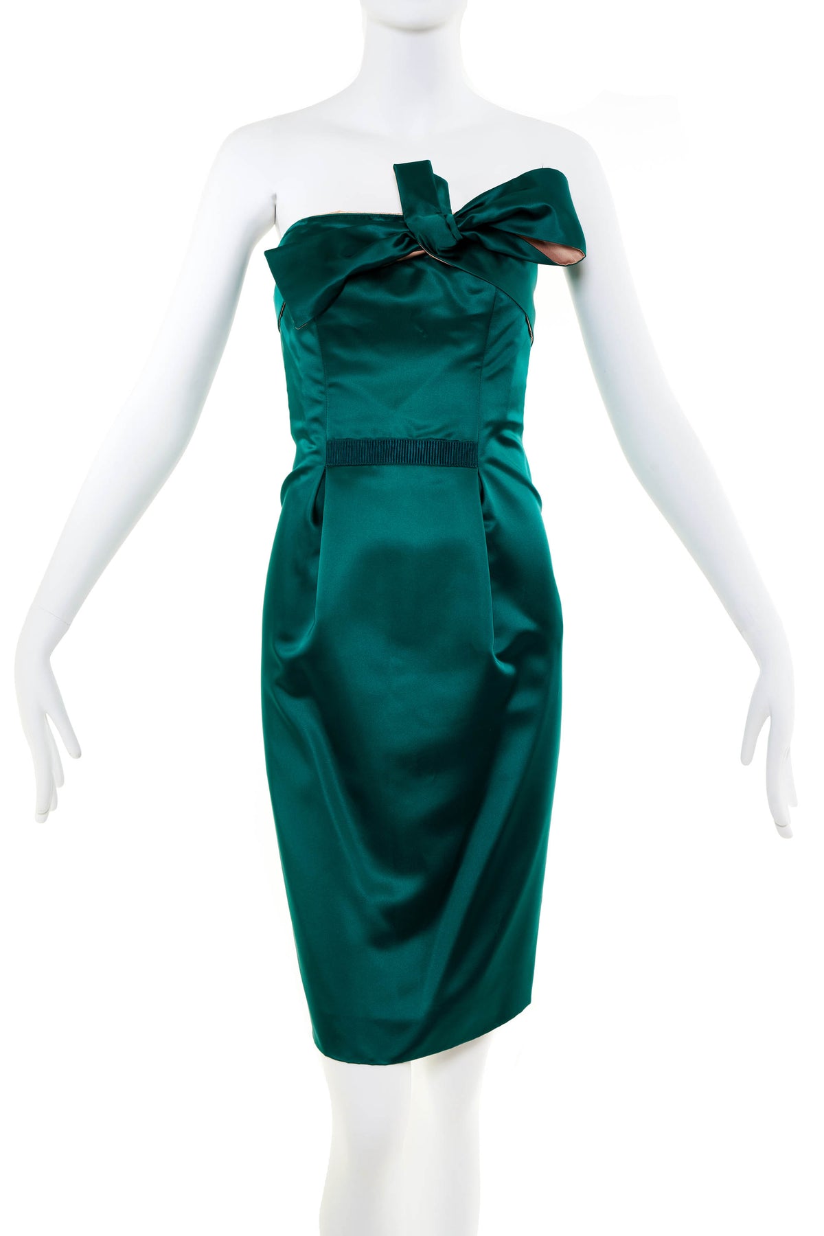 Valentino Vintage Emerald Green Strapless Cocktail Dress Size 42/6