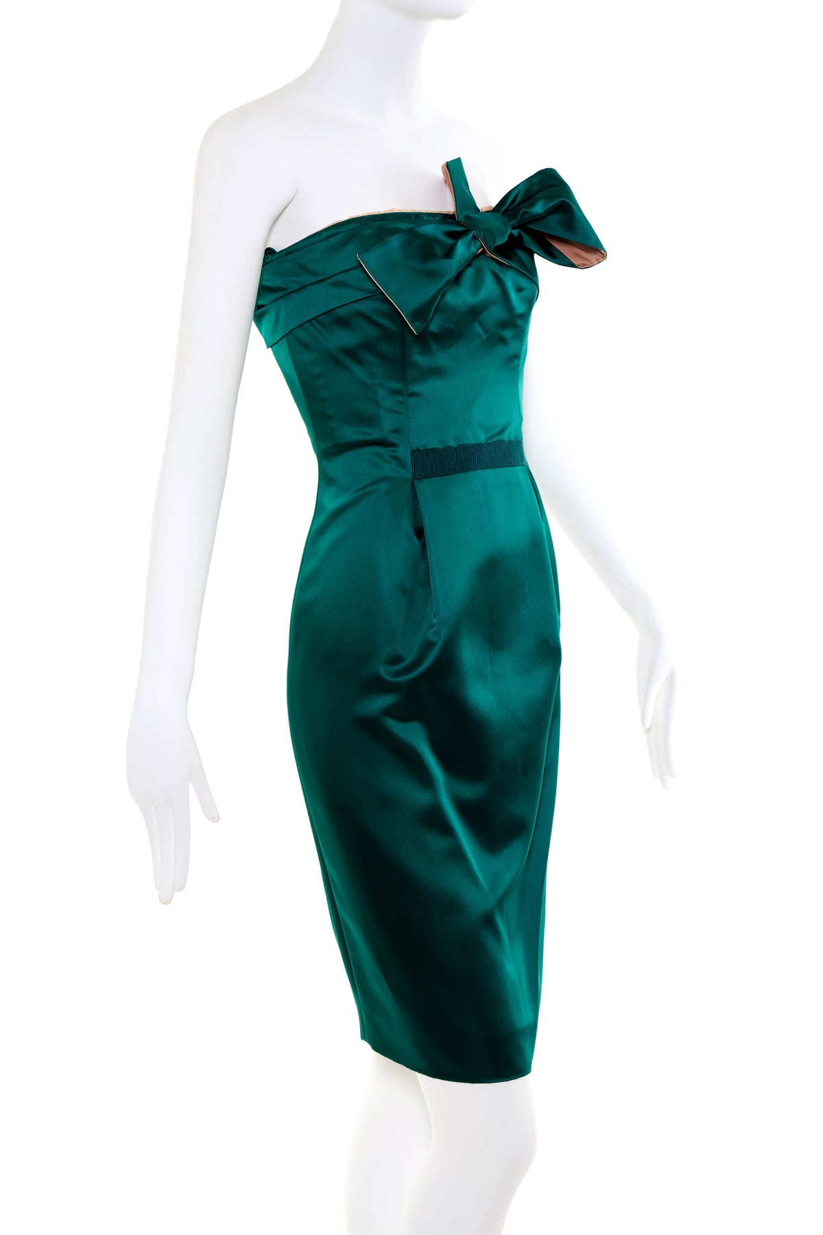 Valentino Vintage Emerald Green Strapless Cocktail Dress Size 42/6