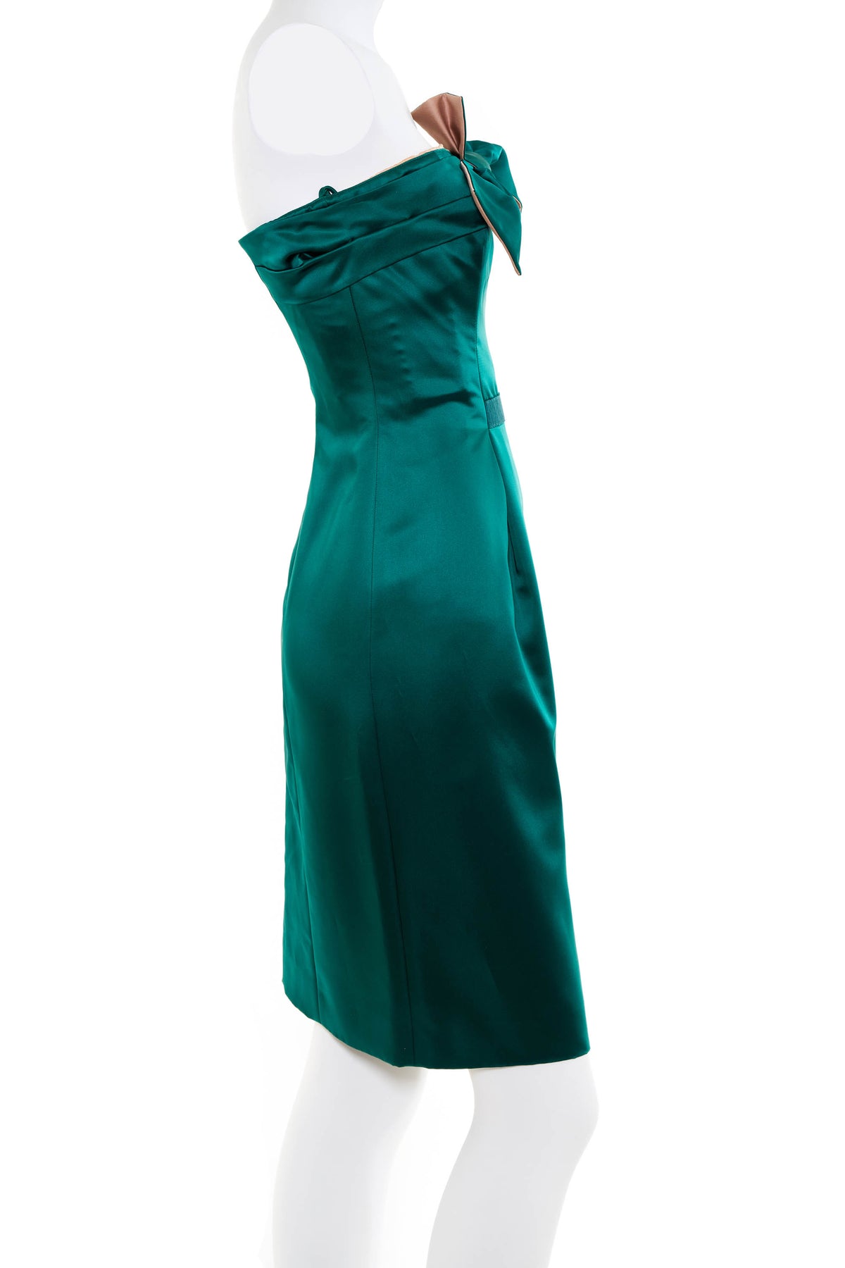 Valentino Vintage Emerald Green Strapless Cocktail Dress Size 42/6