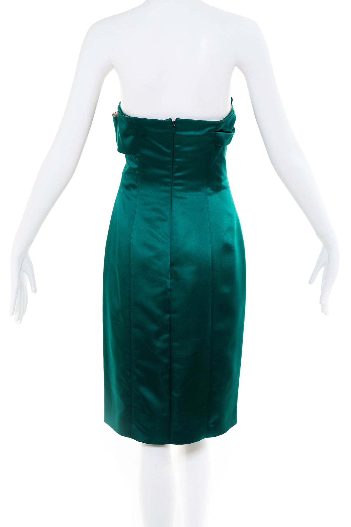 Valentino Vintage Emerald Green Strapless Cocktail Dress Size 42/6