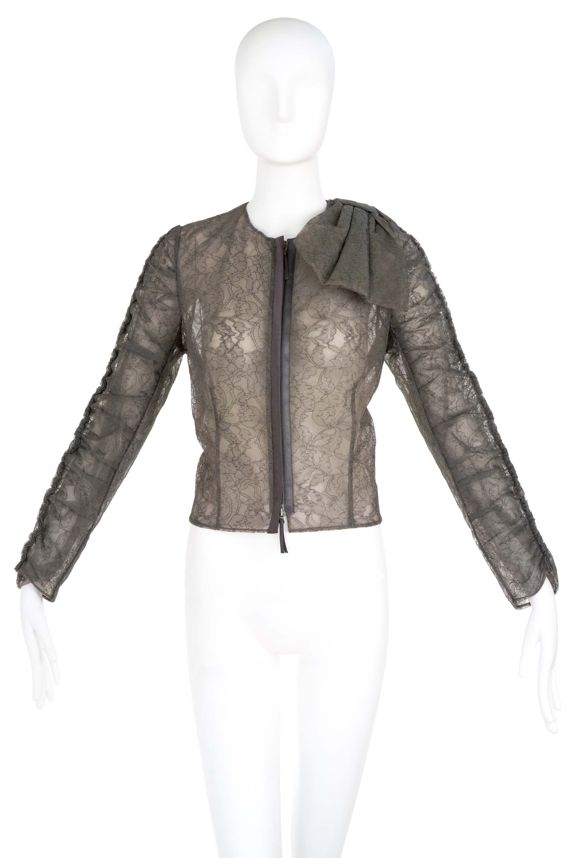 Valentino Grey Lace Zip Jacket Size 10