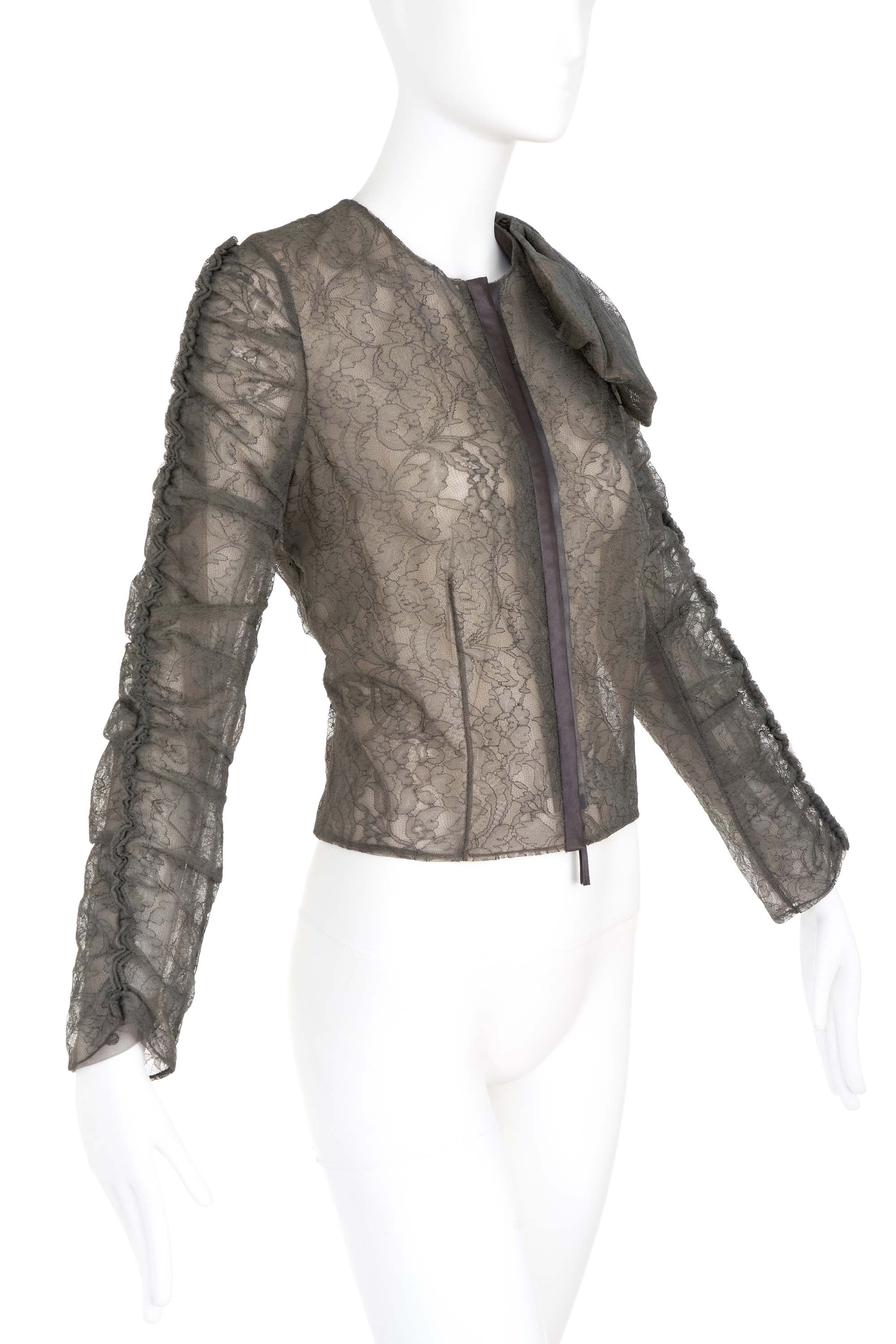 Valentino Grey Lace Zip Jacket Size 10