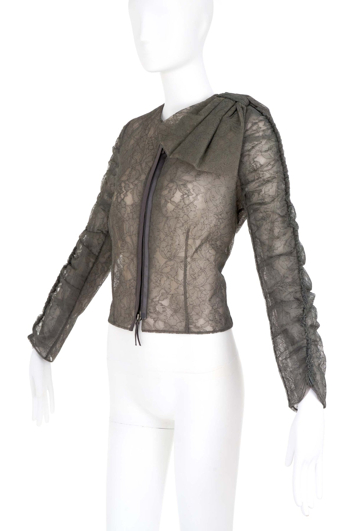 Valentino Grey Lace Zip Jacket Size 10