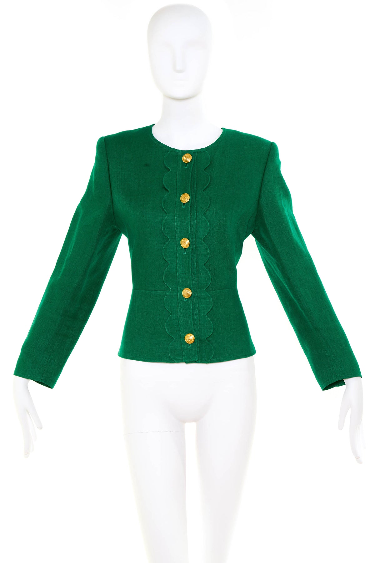 Valentino Kelly Green Gold Buttons Jacket Size 10