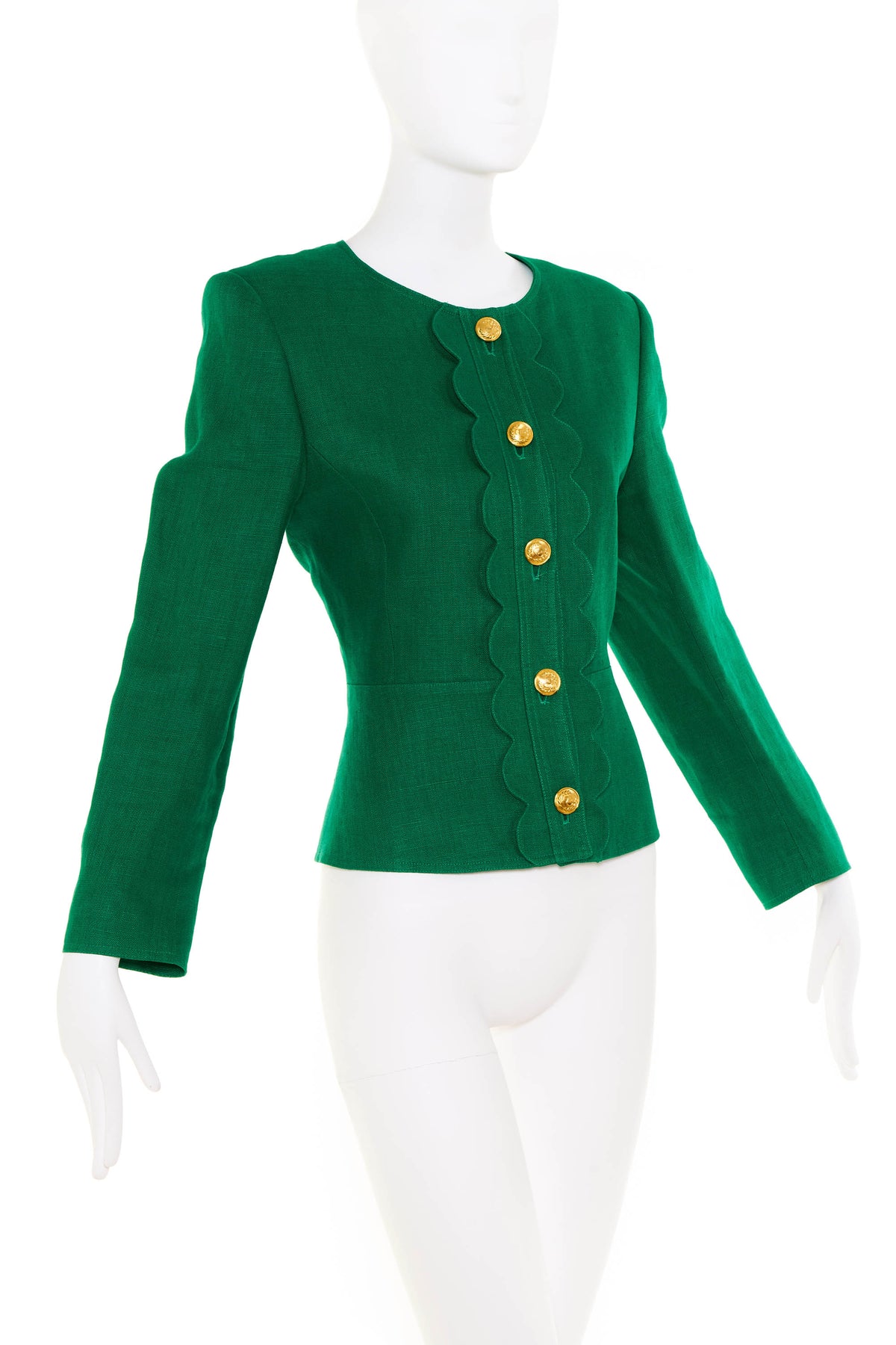 Valentino Kelly Green Gold Buttons Jacket Size 10