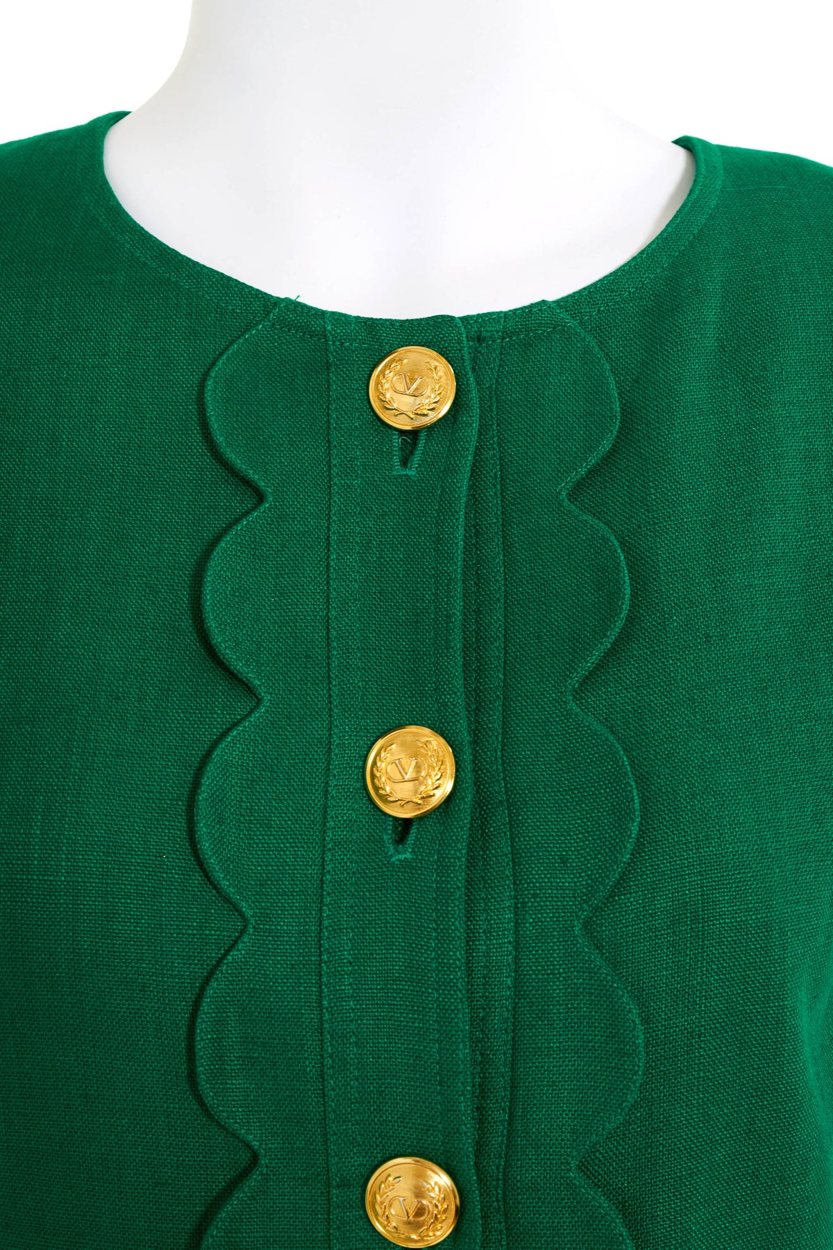 Valentino Kelly Green Gold Buttons Jacket Size 10