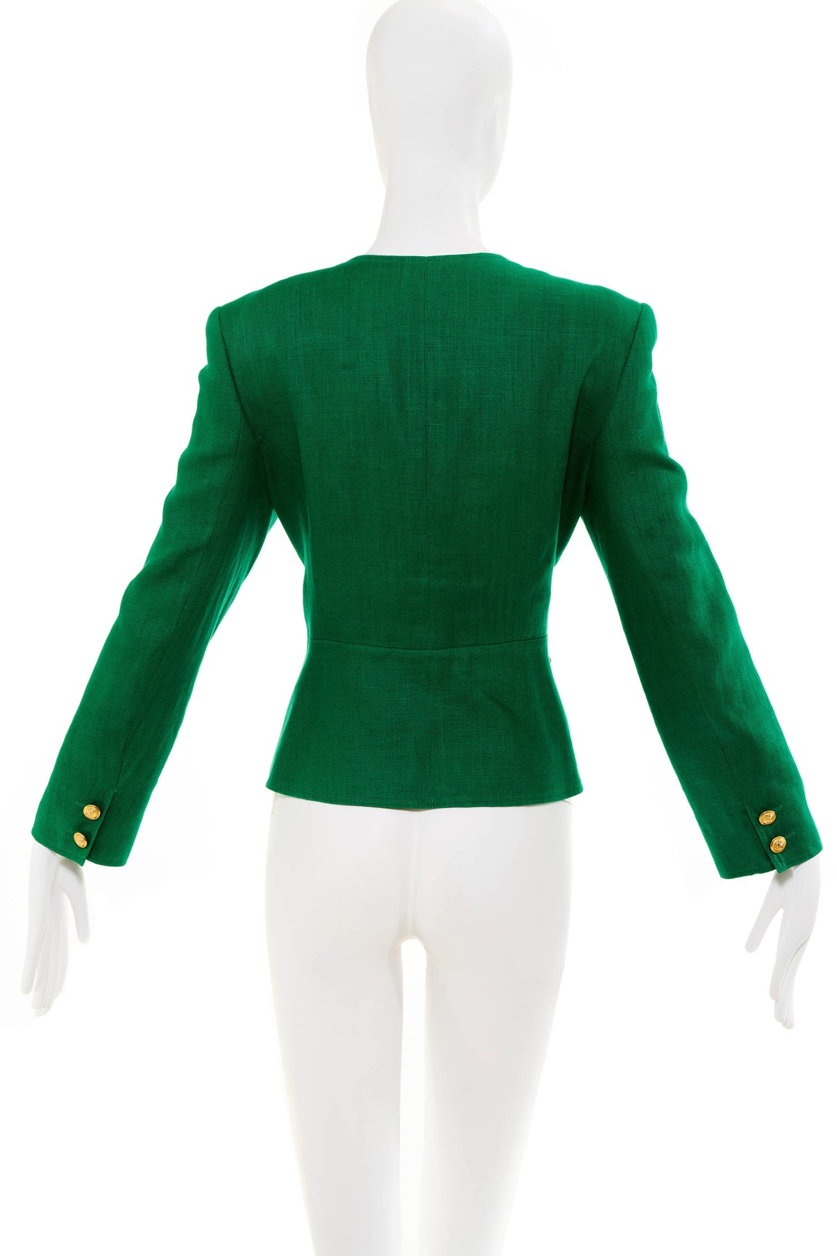 Valentino Kelly Green Gold Buttons Jacket Size 10