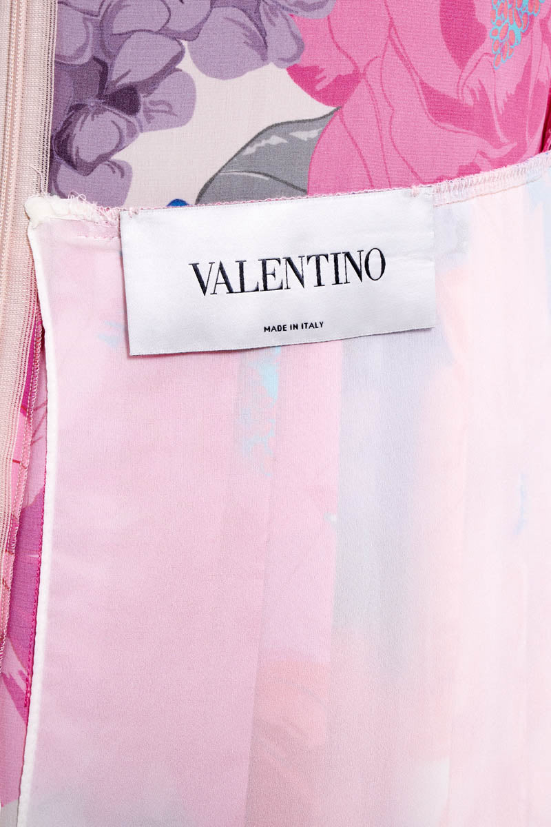 Valentino Peach and Pink Hydrangia Floral Midi Dress Size 42/6