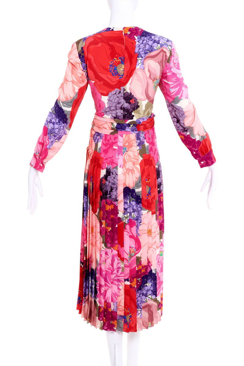 Valentino Peach and Pink Hydrangia Floral Midi Dress Size 42/6