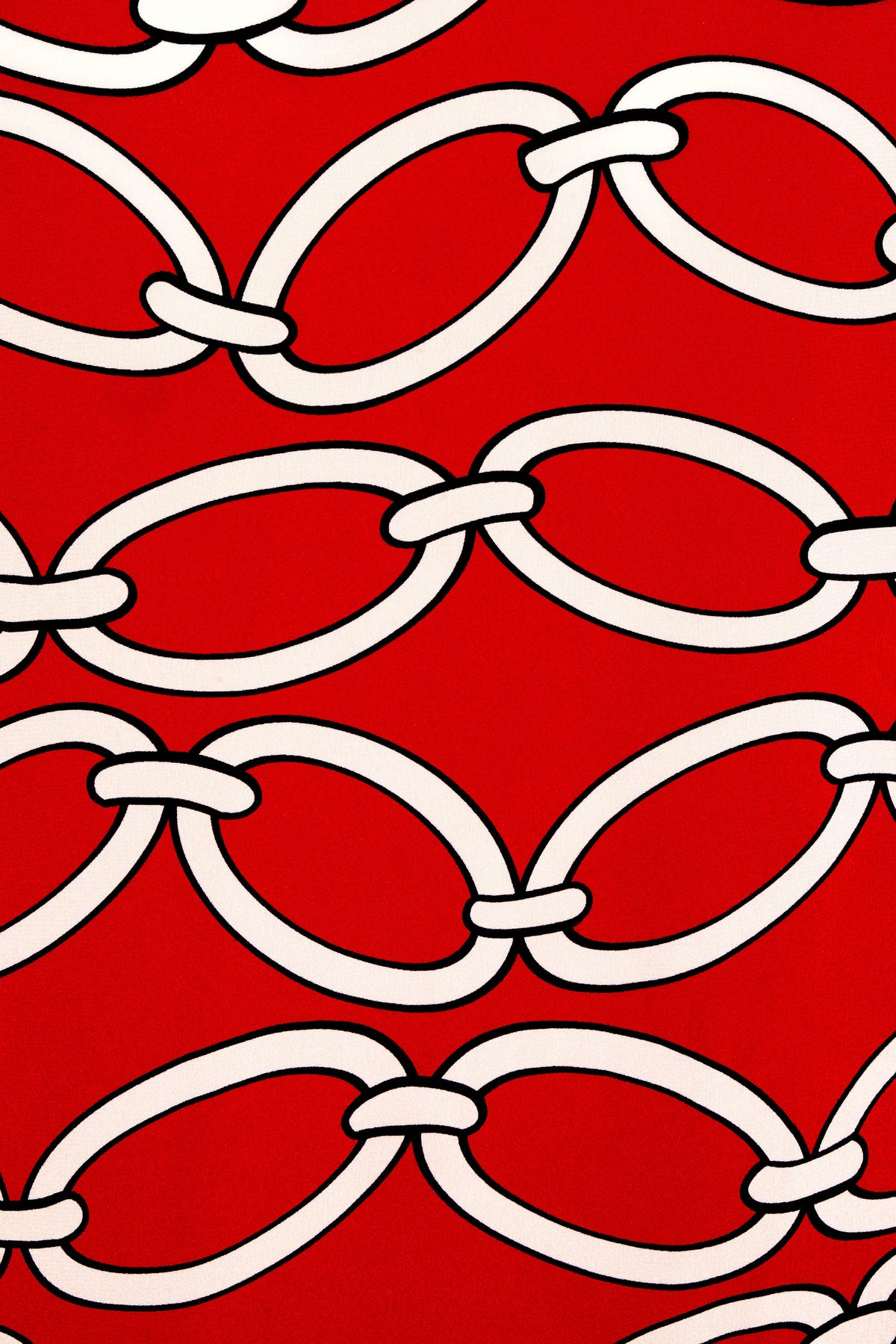 Valentino Red Silk Chain Print Tie Neck Shirt Size 48/12