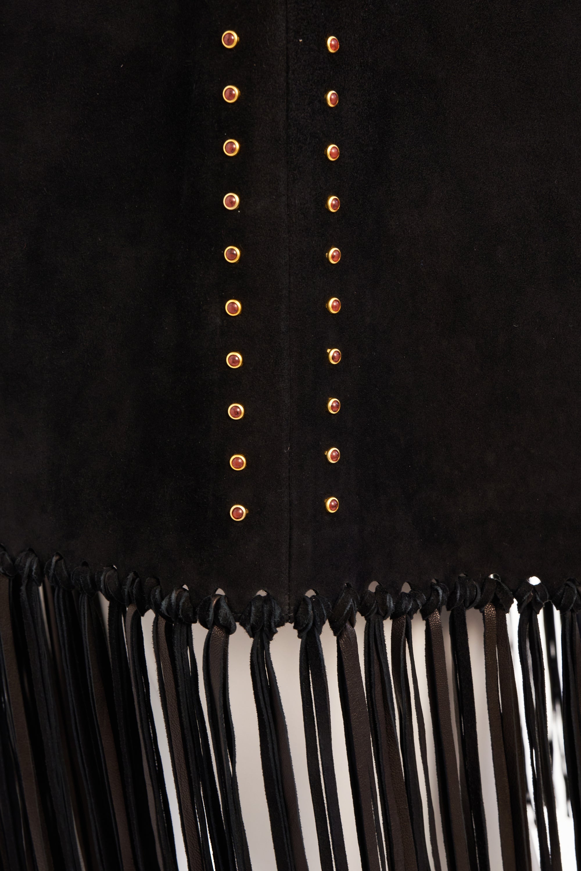 Valentino Spa Black Studded Cape With Fringe Trim