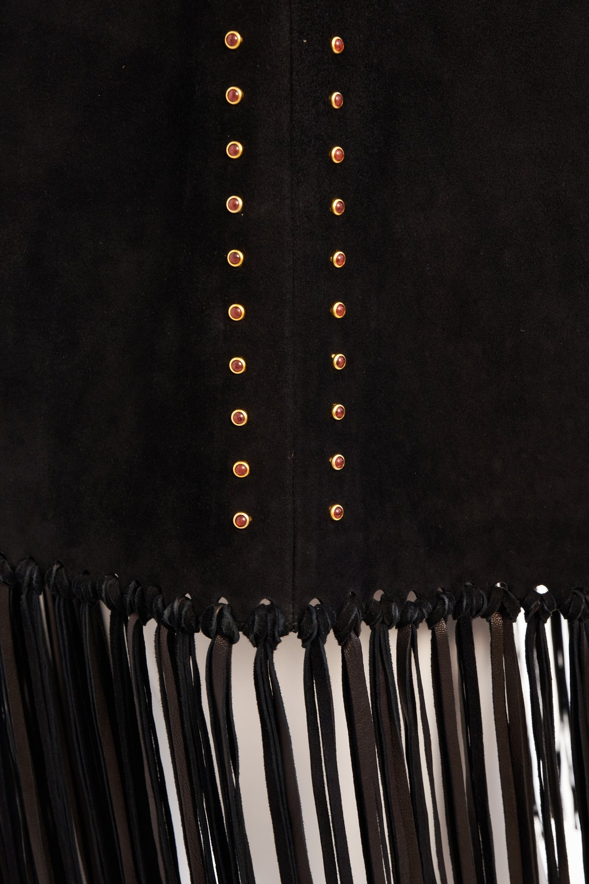 Valentino Spa Black Studded Cape With Fringe Trim