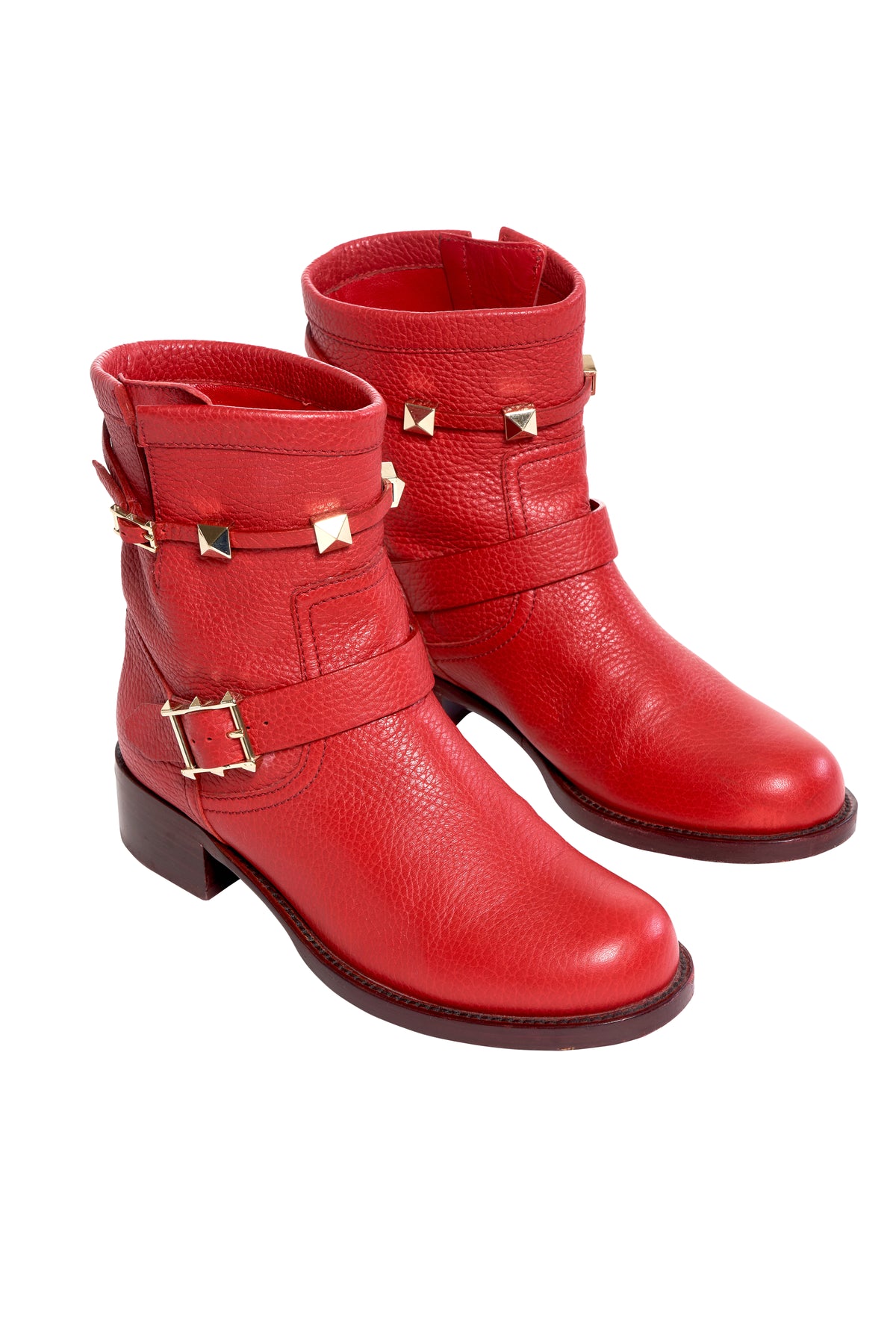 Valentino Red Studded Leather Boots Size 37