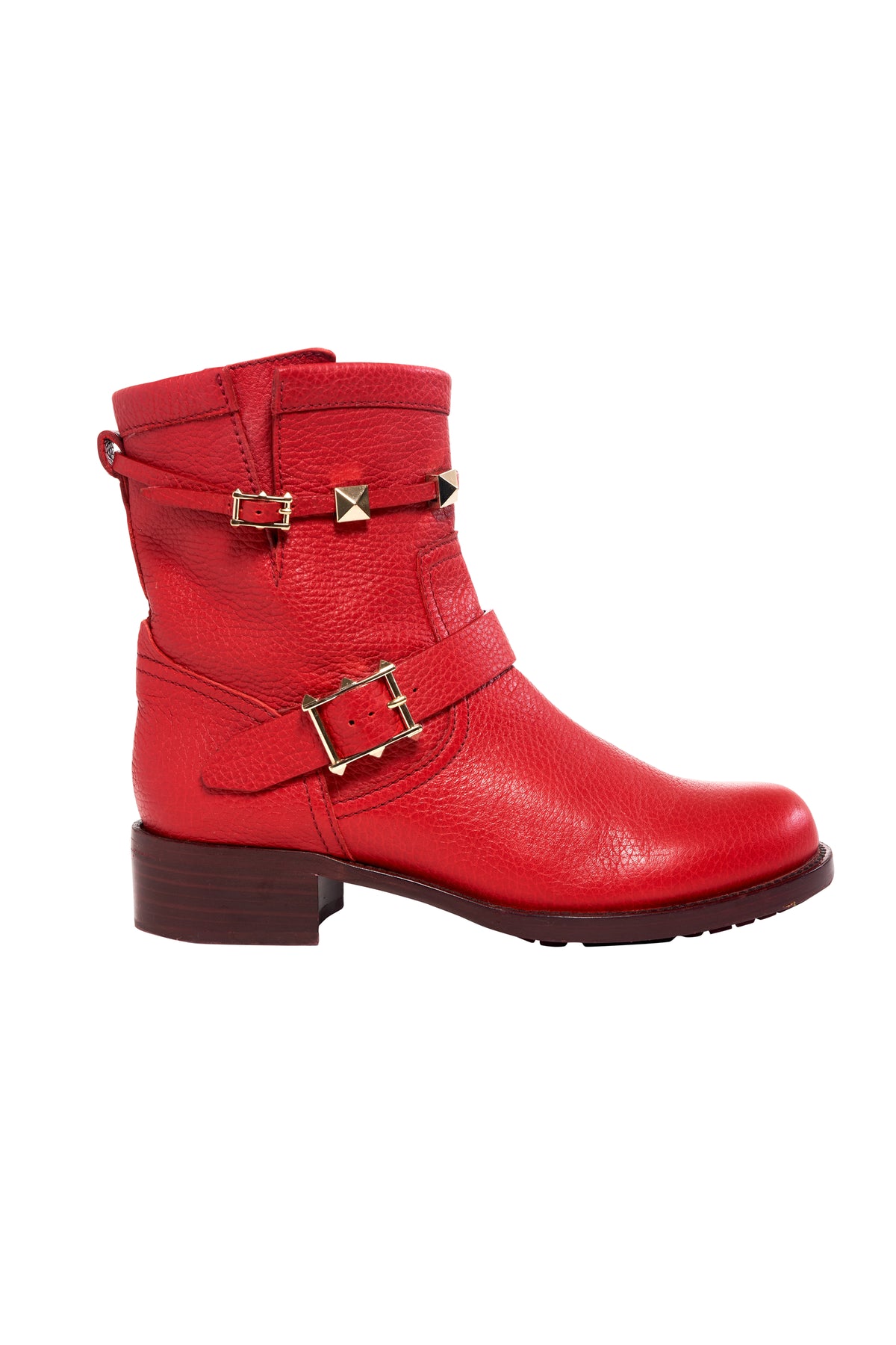 Valentino Red Studded Leather Boots Size 37