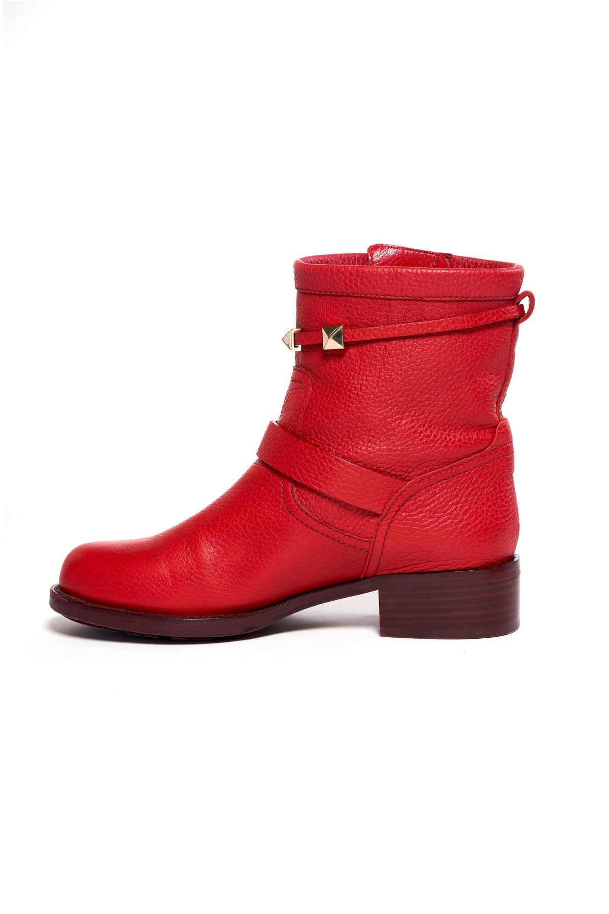 Valentino Red Studded Leather Boots Size 37