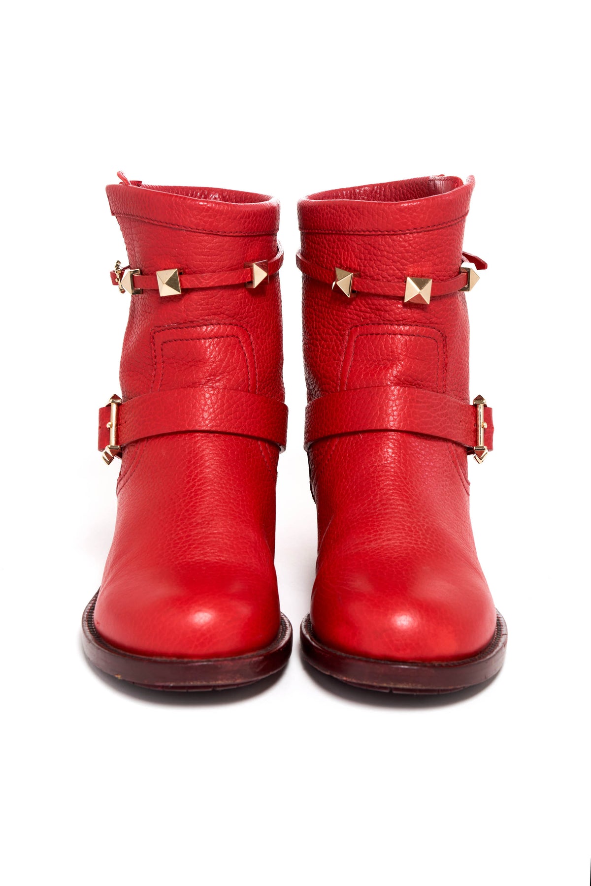 Valentino Red Studded Leather Boots Size 37