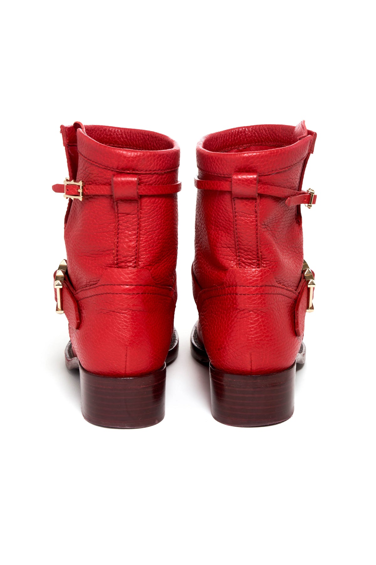 Valentino Red Studded Leather Boots Size 37