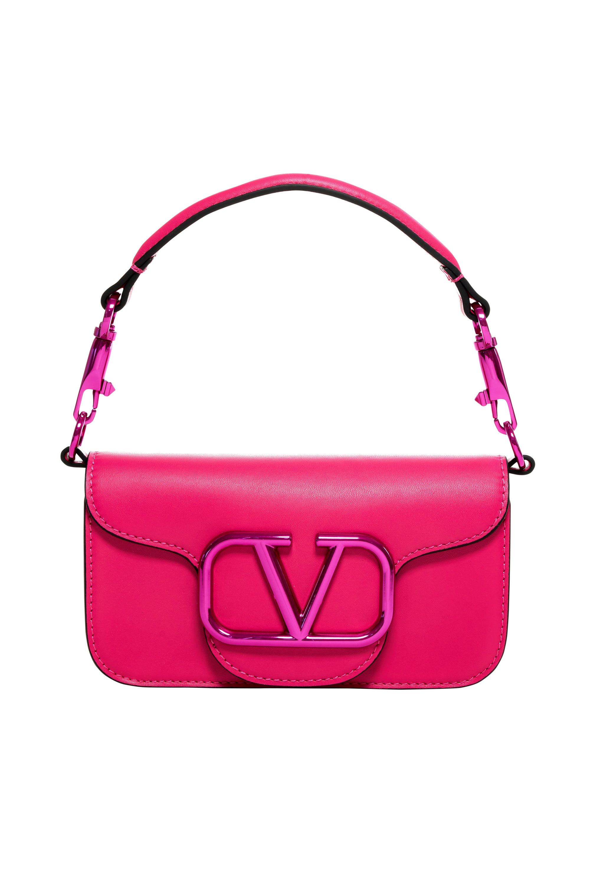 Valentino Pink Super Vee Chrome Purse