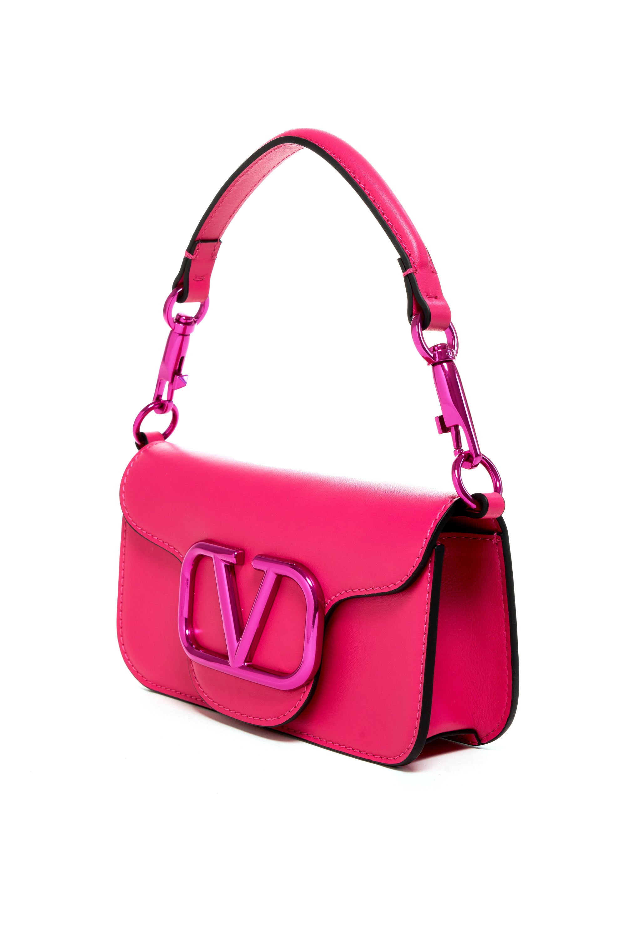 Valentino Pink Super Vee Chrome Purse