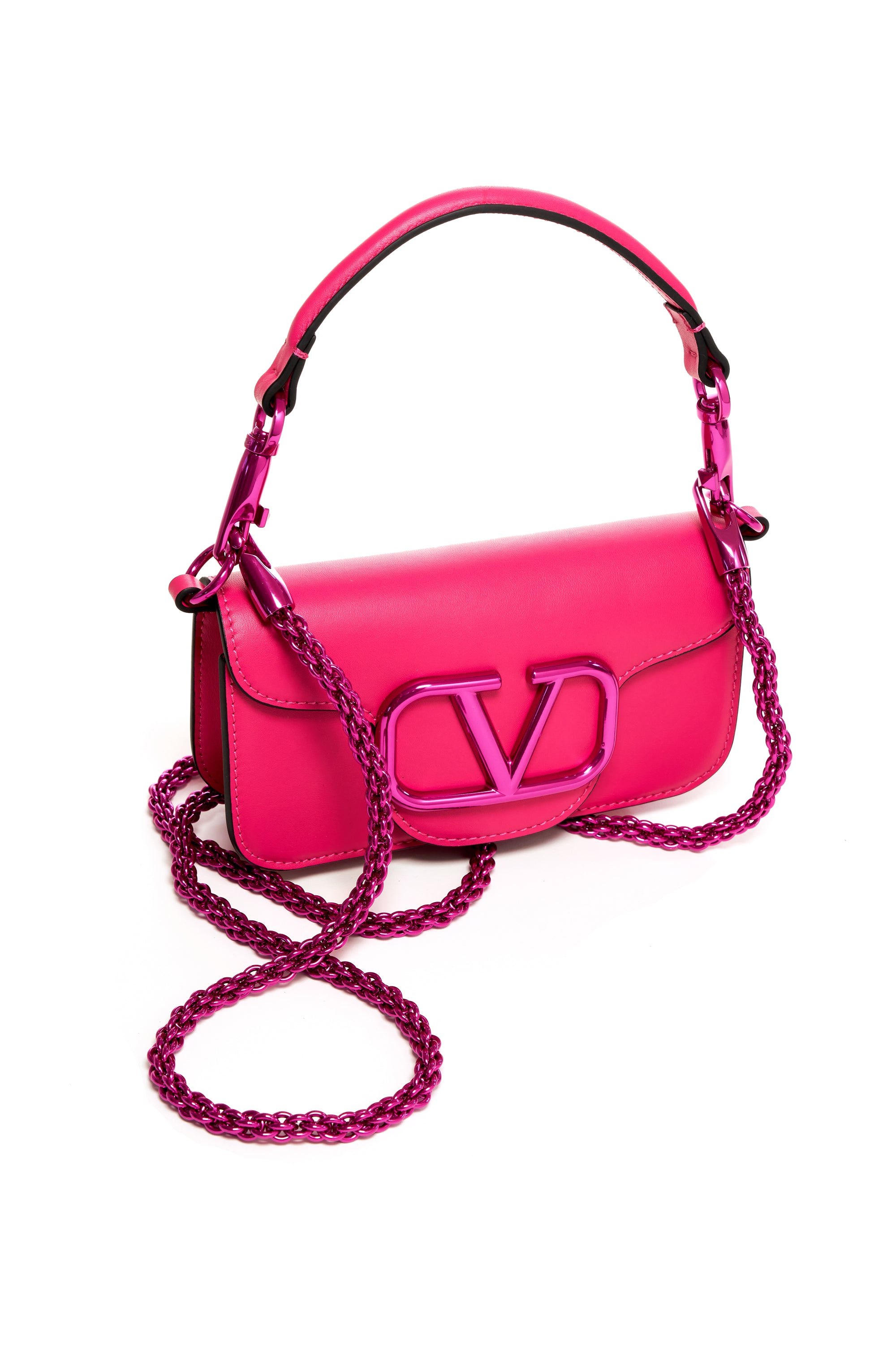 Valentino Pink Super Vee Chrome Purse