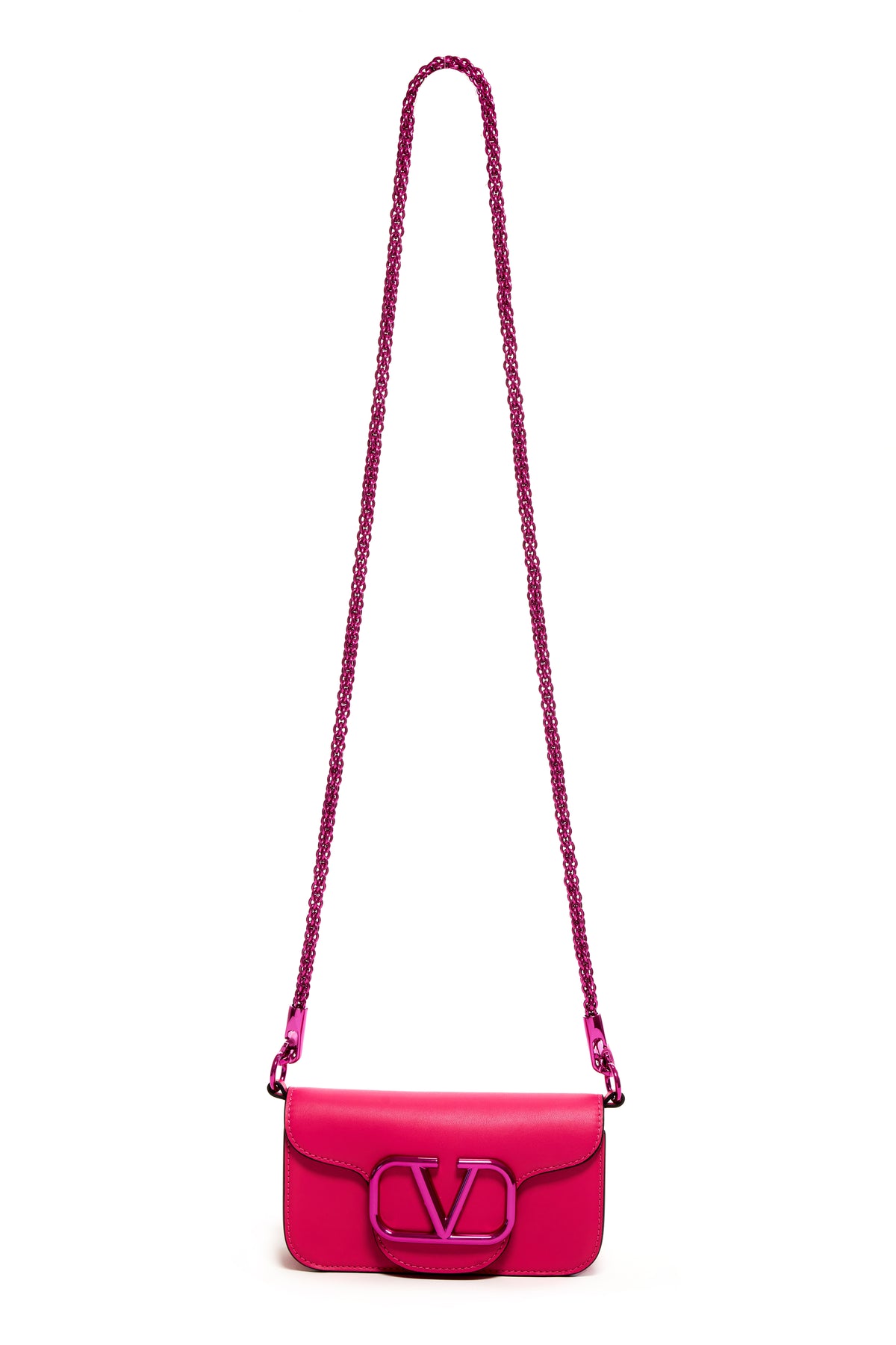 Valentino Pink Super Vee Chrome Purse