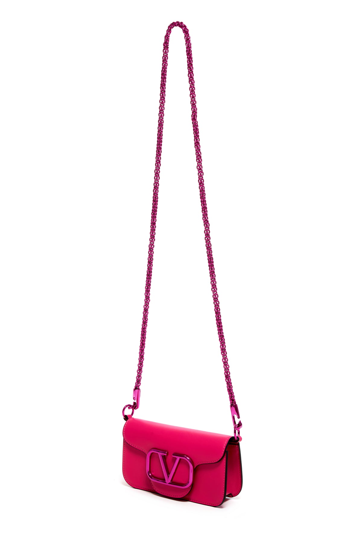 Valentino Pink Super Vee Chrome Purse