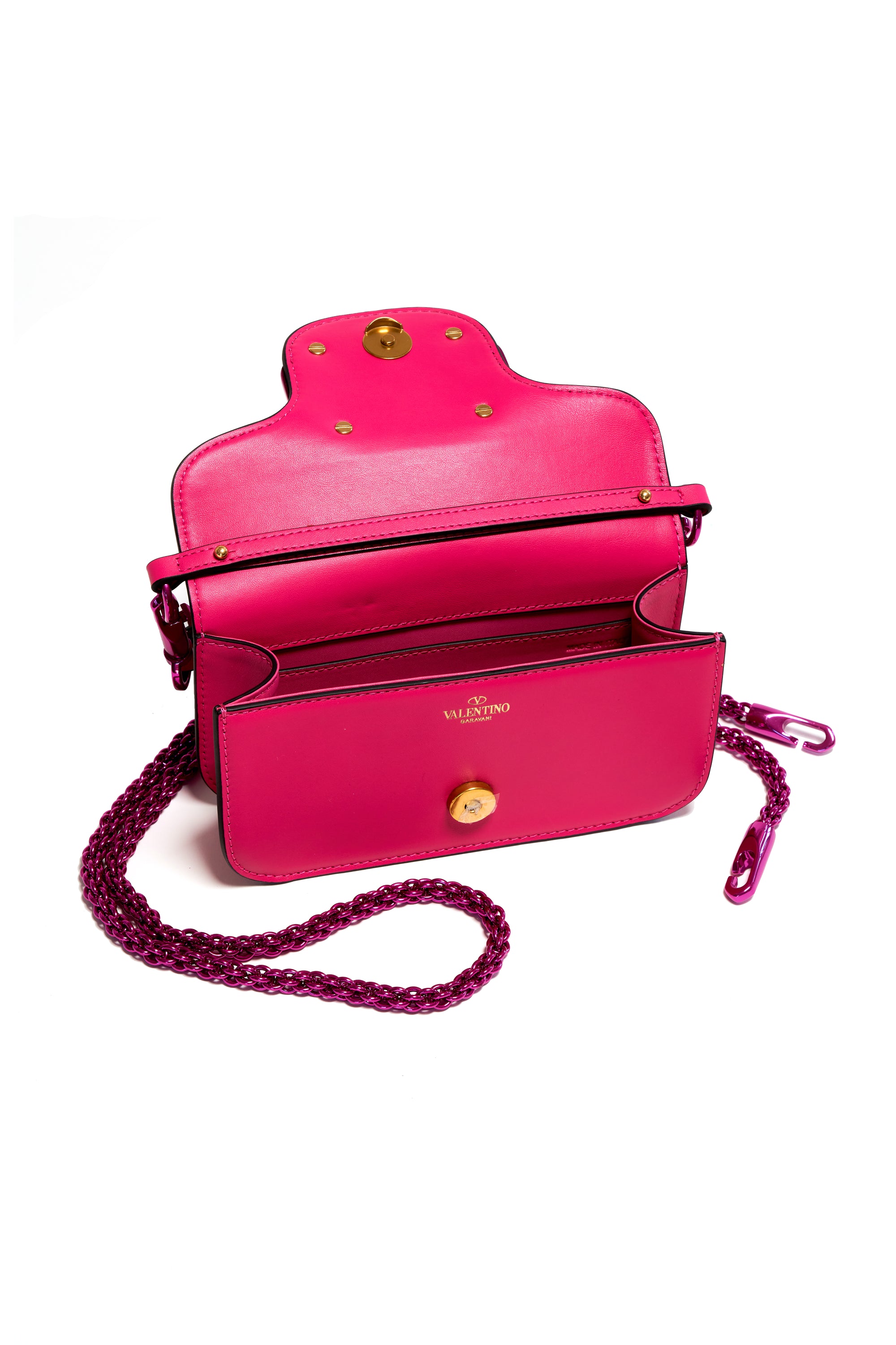 Valentino Pink Super Vee Chrome Purse