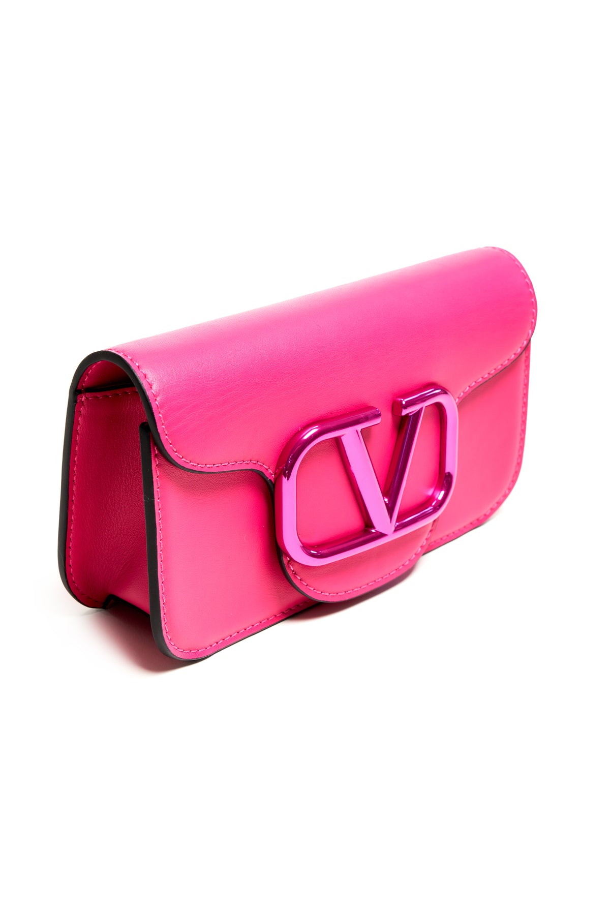 Valentino Pink Super Vee Chrome Purse