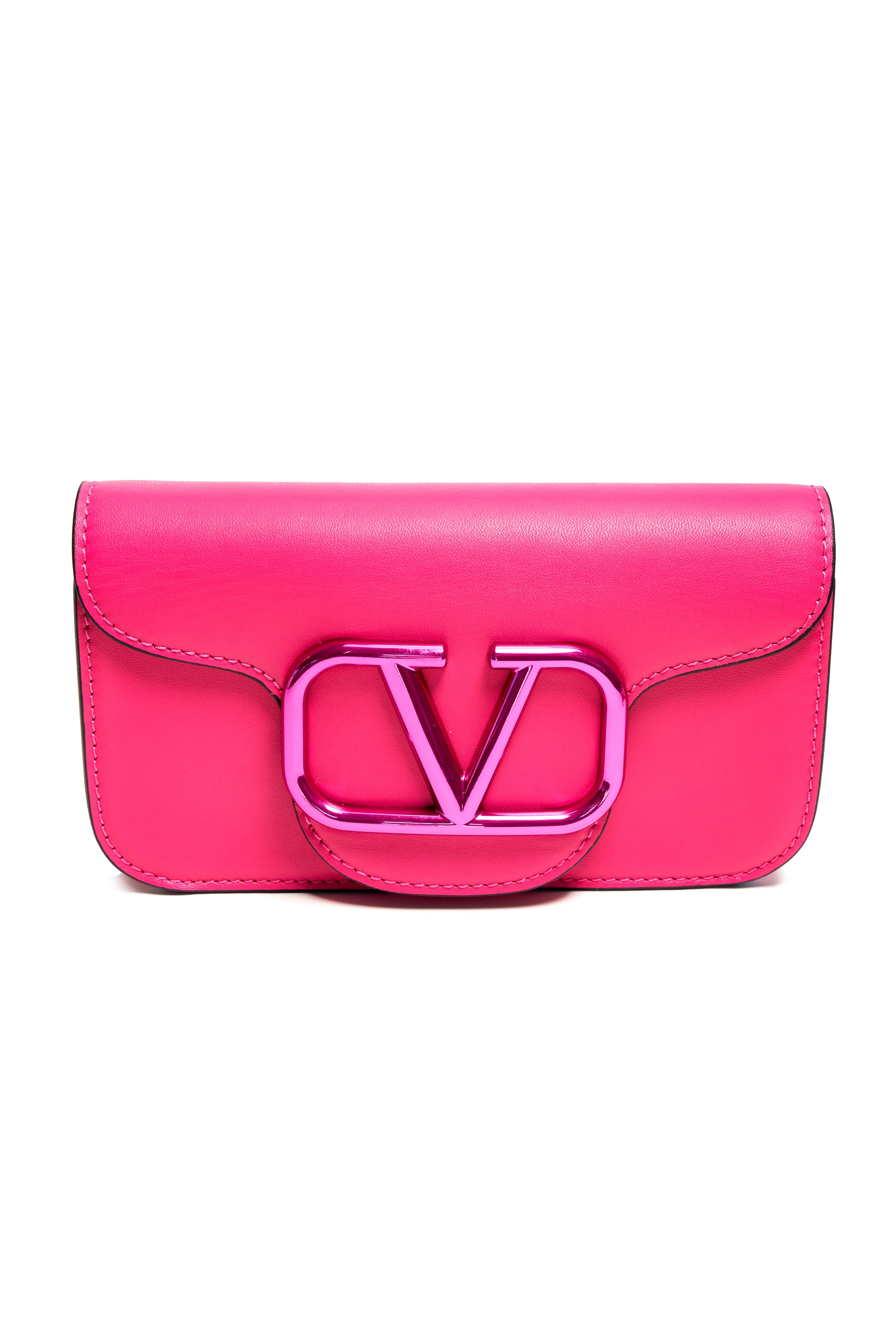 Valentino Pink Super Vee Chrome Purse