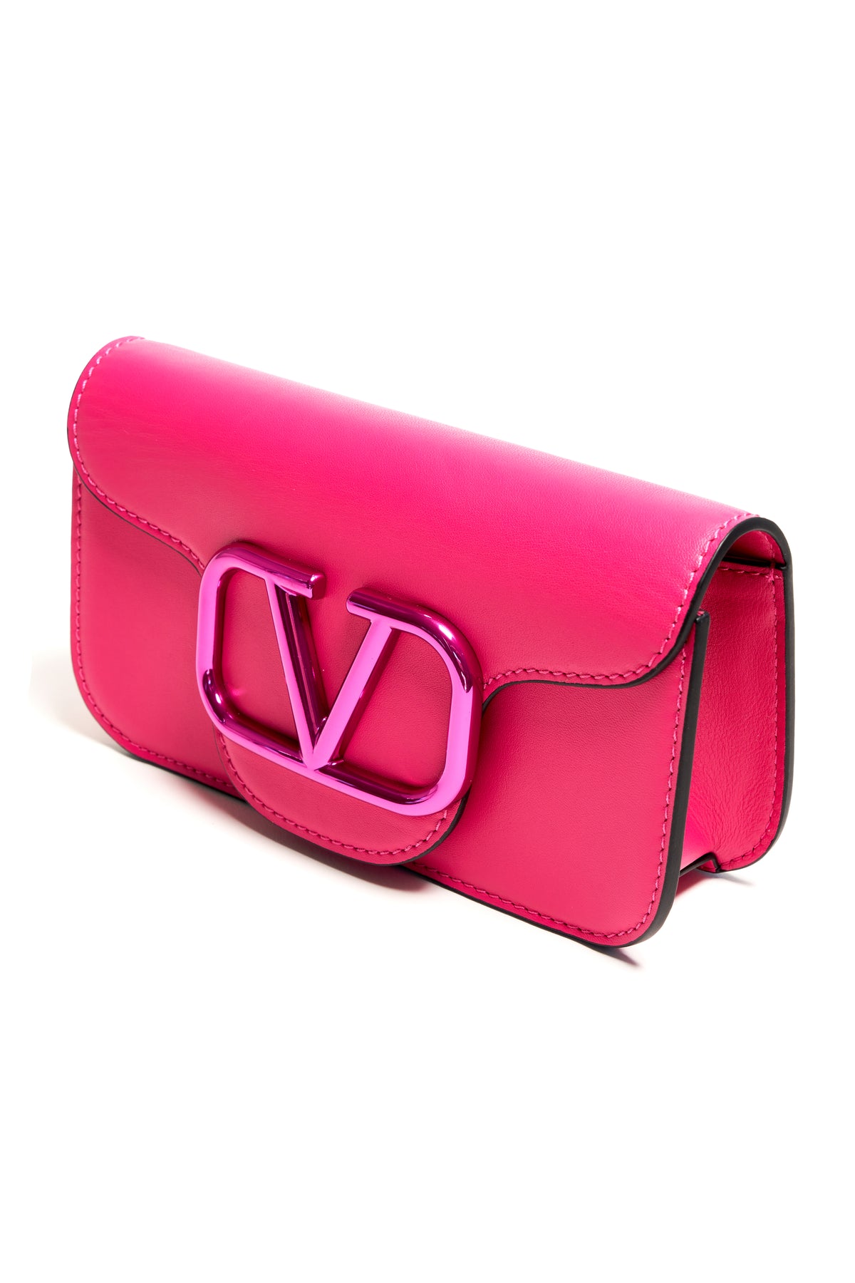 Valentino Pink Super Vee Chrome Purse